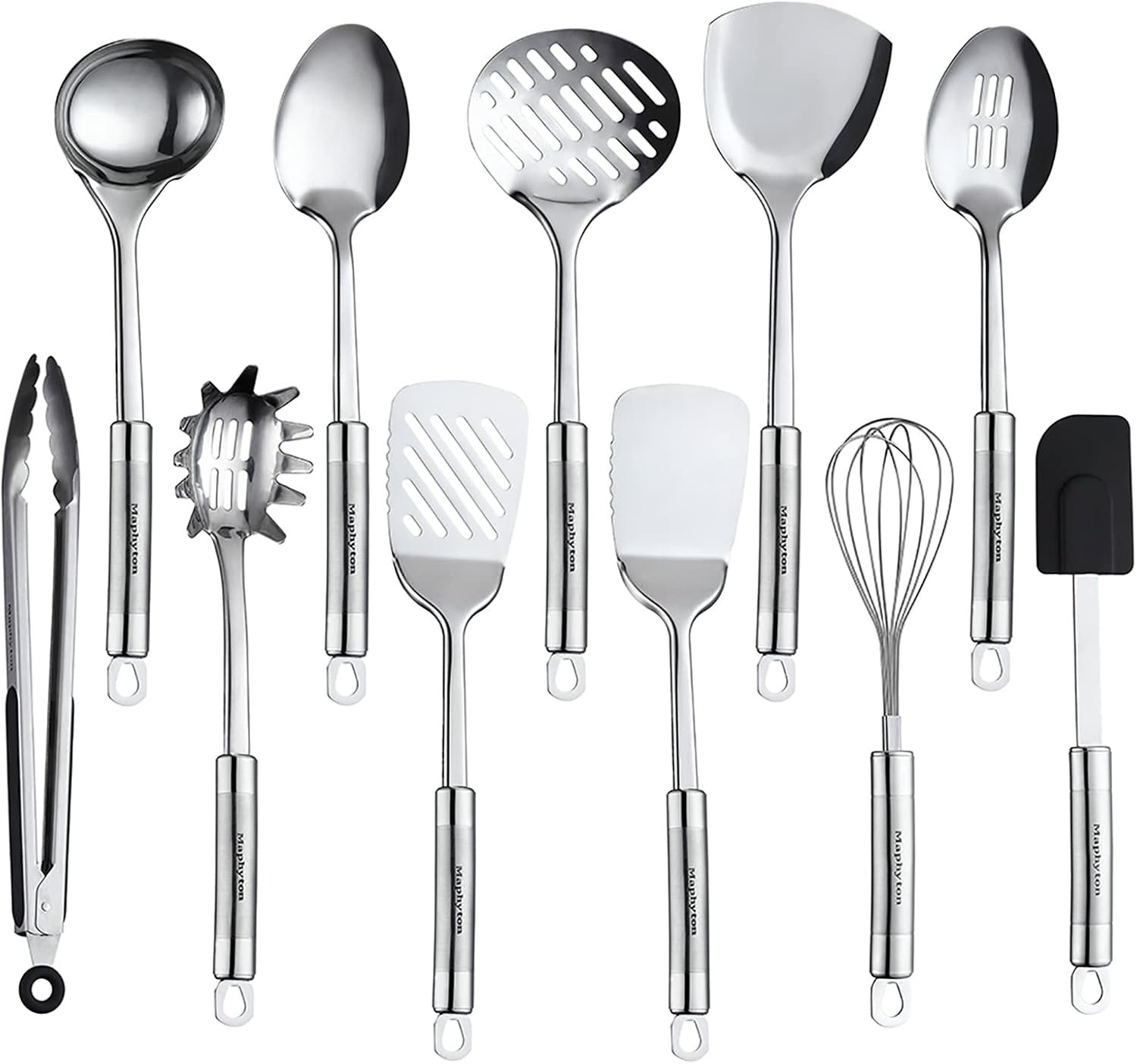Cooking Utensil Set, 11 PCS Stainless Steel Kitchen Utensil Set, Nonstick Kitchen Gadgets Cookware Set with Spatula - Image 2