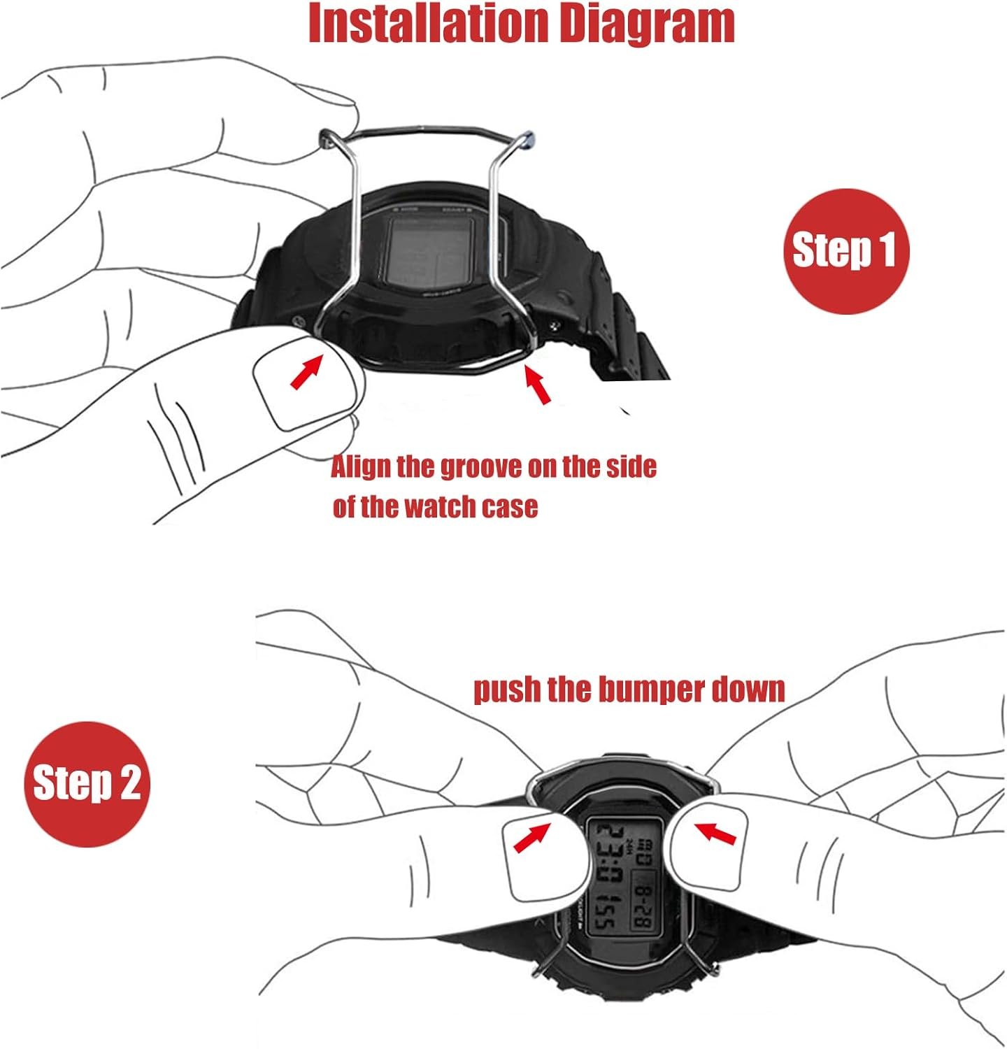 Screen Protector for Casio G Shock DW5600, Wire Guard Compatible with DW5600 GW-M5610 M5630 DW5000 DW5025 DW5030 GW5035 Watch, Cool Looking Stainless Steel Protector (Black) - Image 4