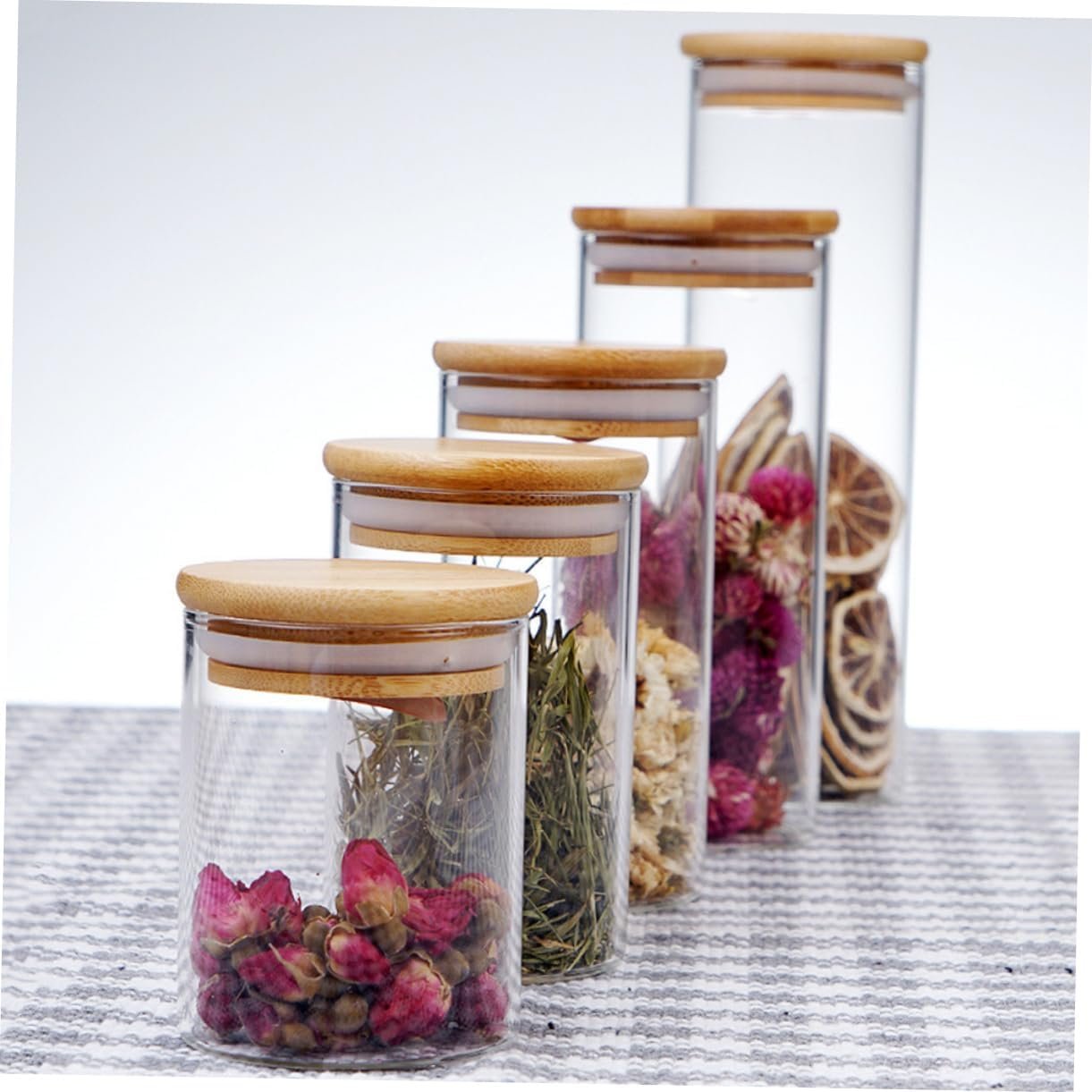 Unomor Clear Glass Storage Jar with Wooden Lid Airtight Canister for Loose Leaf Tea Coffee Beans Sugar and Salt Food Storage Container - Image 4