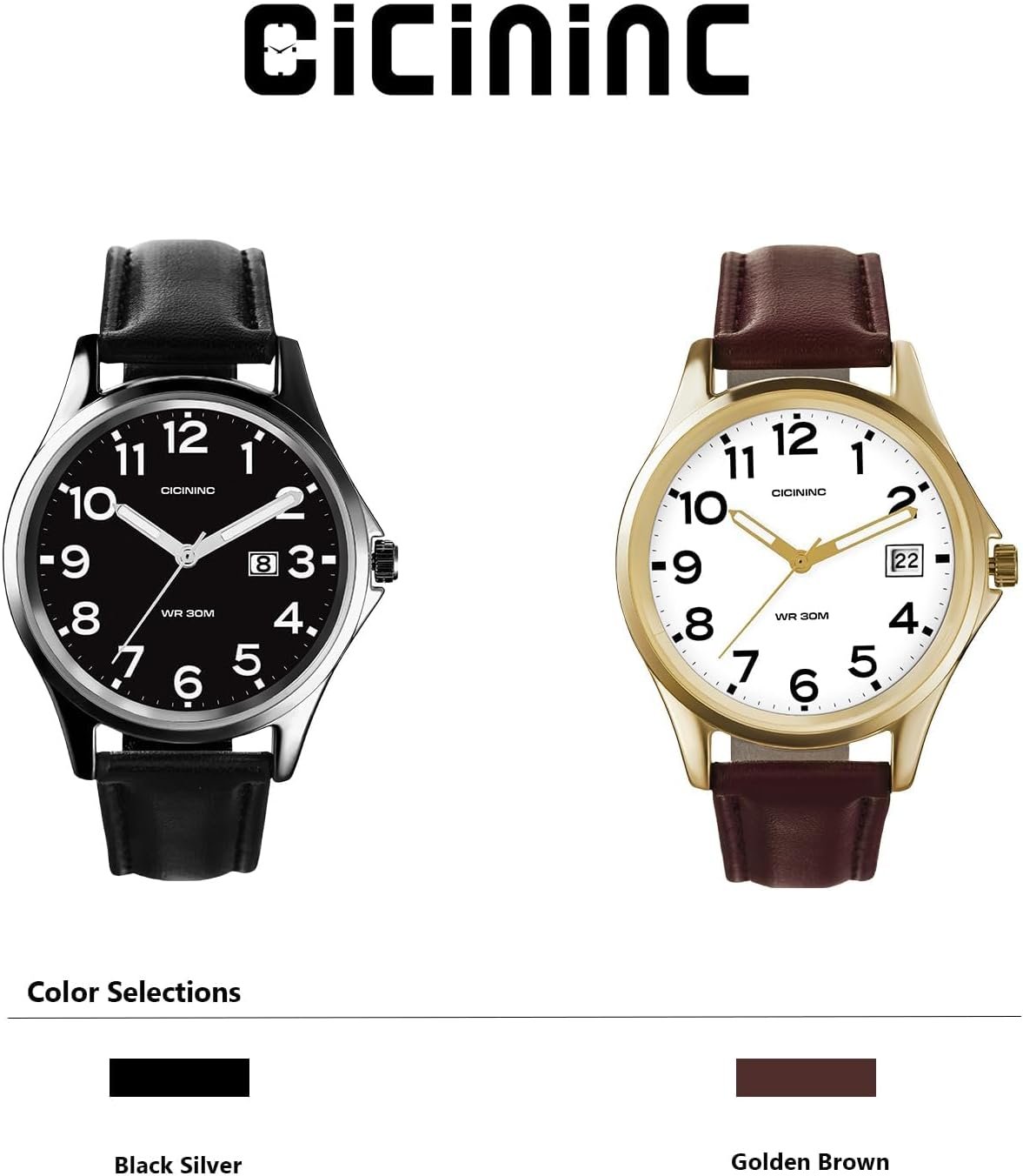 Analog Wrist Watch for Men Women-38mm Rugged Slim Watches, Men's Everyday Leather Band Classic Wristwatch - Image 5