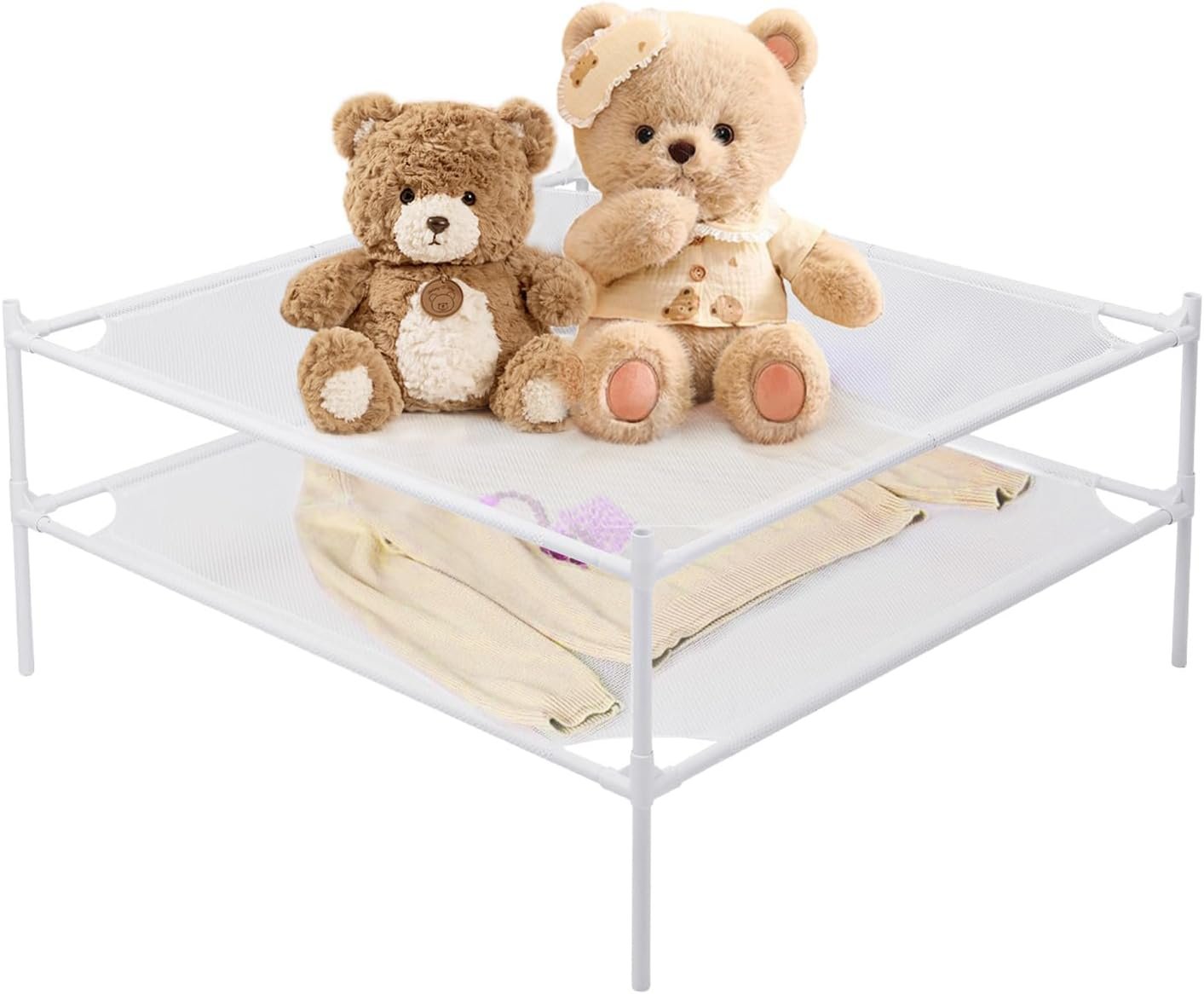 2-Layer Clothes Drying Rack - Flat Mesh, Stackable, Indoor & Outdoor Use - Image 2