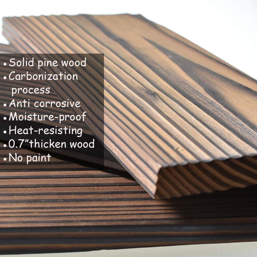 Floating Shelves Rustic Wood Wall Mounted Shelf Practical Metal Fence Design Ideal for Bedroom, Bathroom, Kitchen Set of 3(Brown) - Image 5