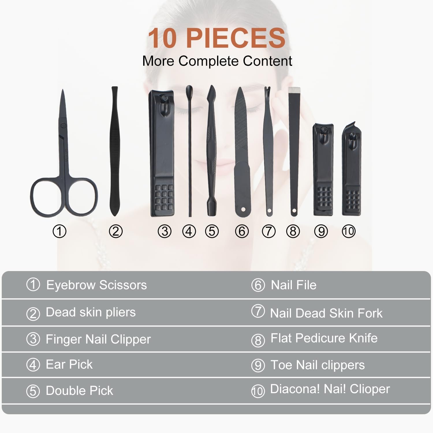 10 Piece Nail Kit, Manicure Kit, Nail Care Kit For Women, Manicure Pedicure Set, Nail Clippers Toenail Clippers Kit, Professional Manicure Kit Pedicure Kit, with Luxurious Travel Case - Brown - Image 8