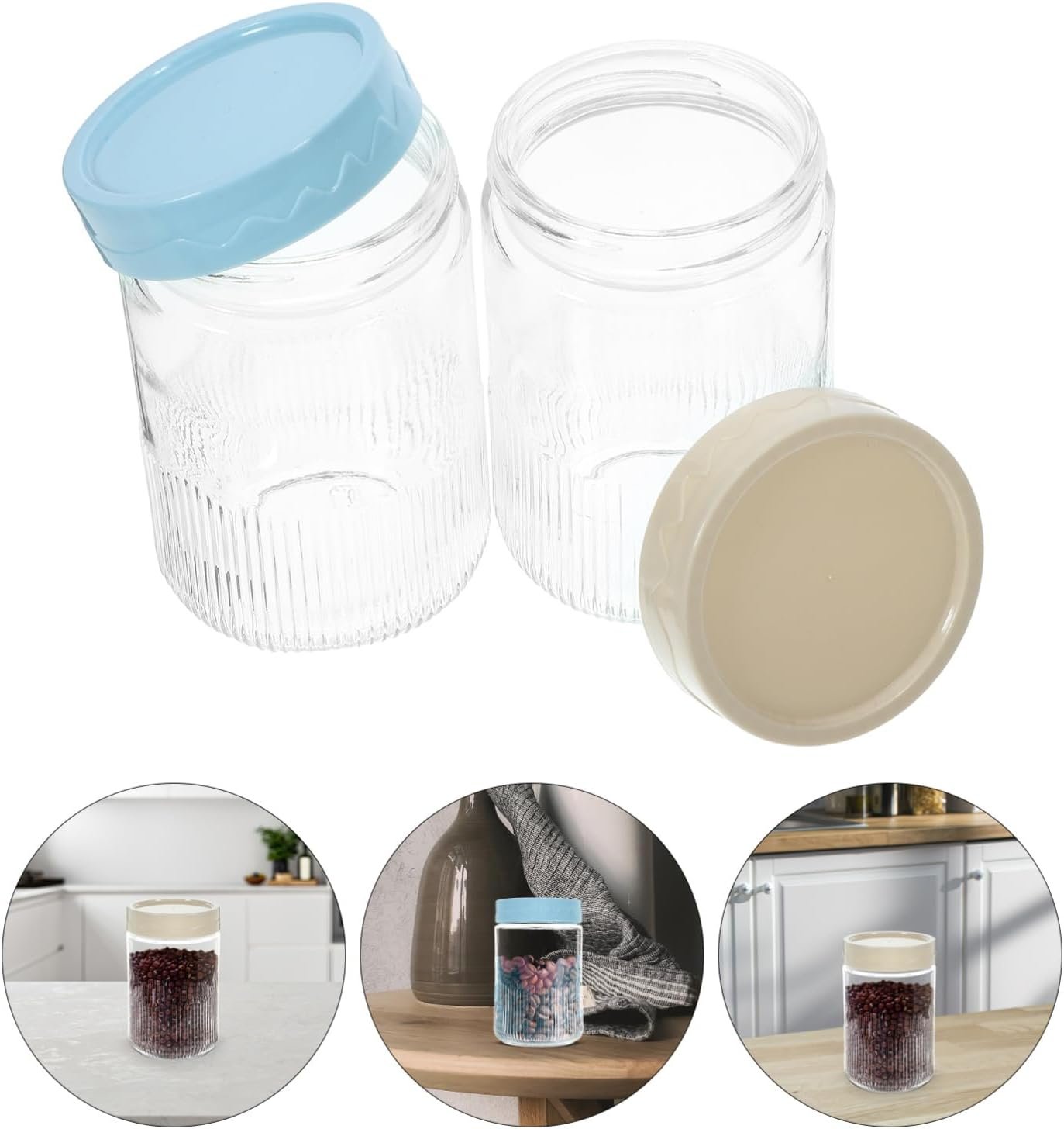 Mobestech 2pcs Glass Airtight Canister for Food Storage Kitchen Jars for Dried Fruits Tea Glass Seal Lid for Pantry Organization - Image 3