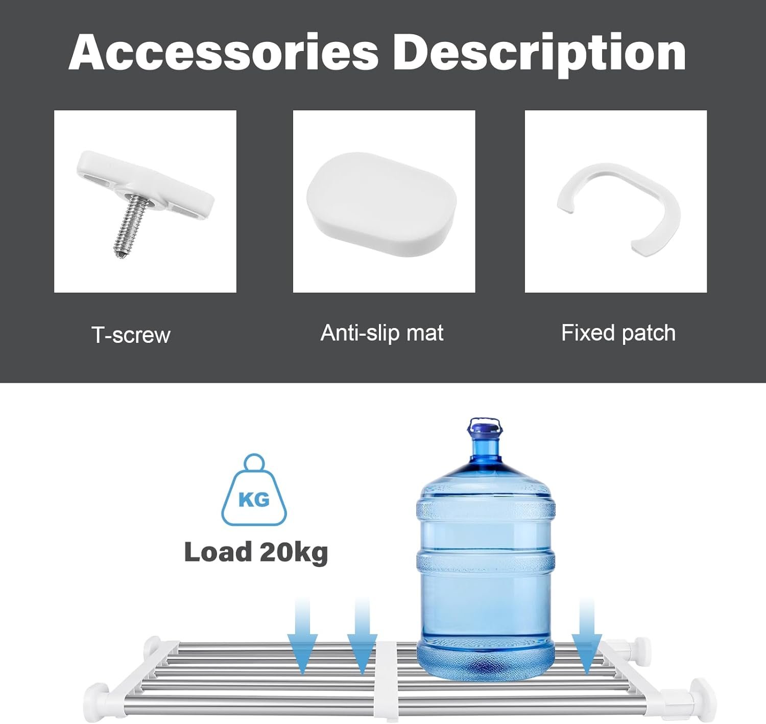 Geetery 4 Pcs Closet Tension Shelf Rod Metal Expandable Shelf Organizer Adjustable Closet Shelves Rack DIY Dividers Separators for Cabinet Storage Locker Clothes(16.54–23.62 Inch) - Image 5