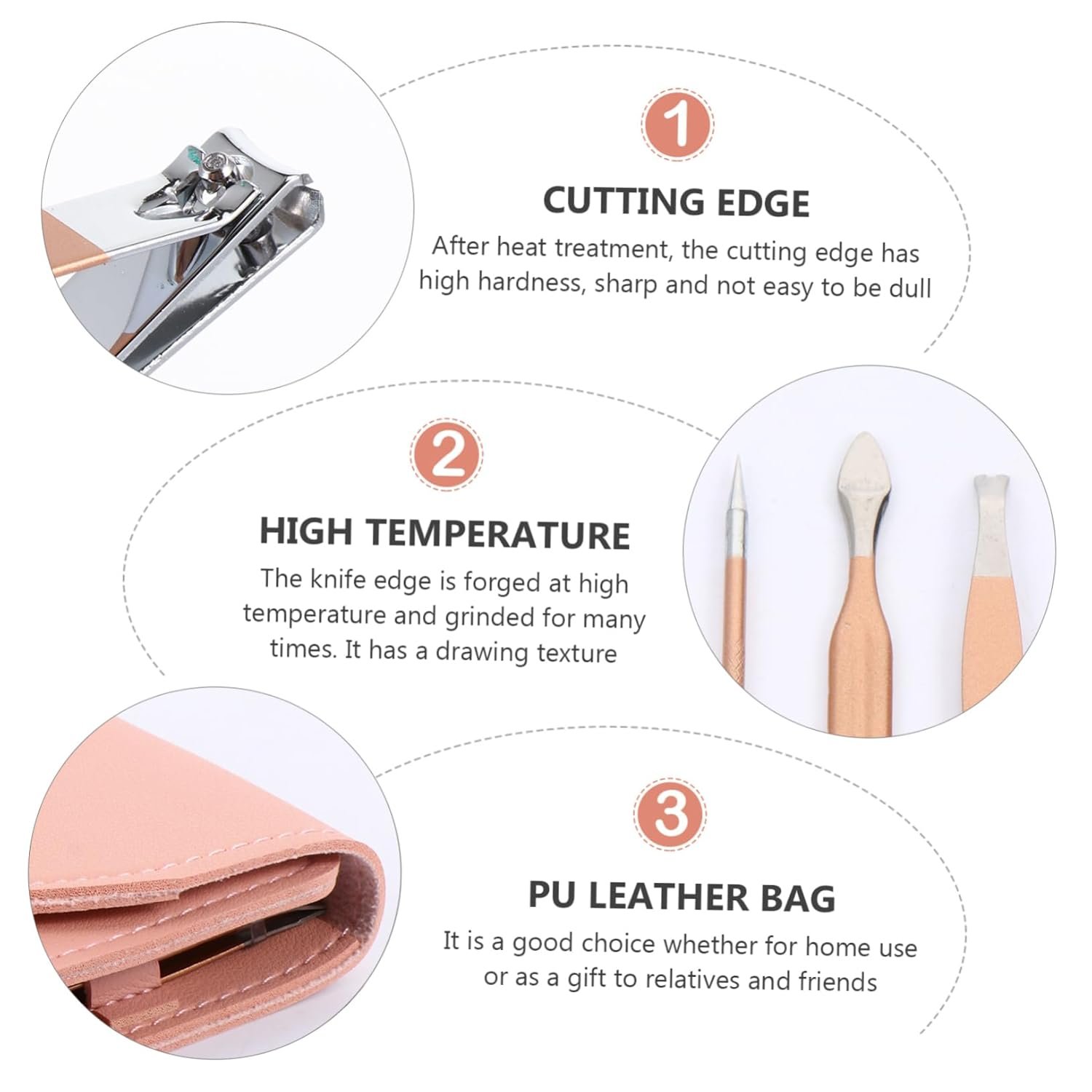 1Set Rose Gold Manicure Kit Nail Care Tools for Home Travel Professional Nail Clippers Scissors for Men Women and Families - Image 5
