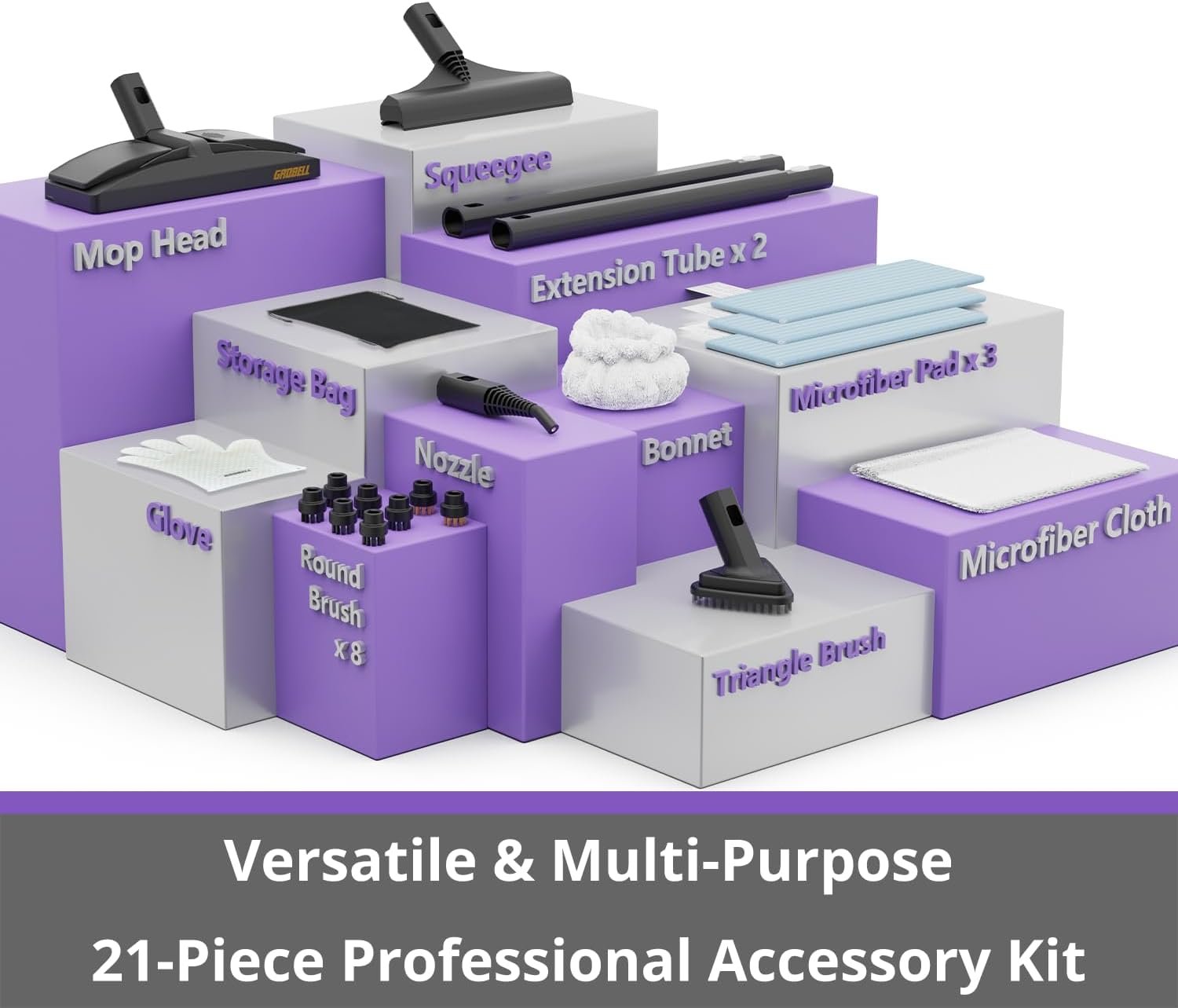 Steam Cleaner: 1650W, Fast 50-Sec Heat-Up-21-Piece Kit Refill Anytime-No Cooling-Detachable Hose Steamer Mop for Home Use Car Bed Furniture Bathroom Tile Grout Floor Cleaning And More Grey - Image 4