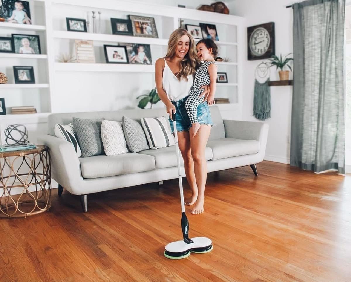 Electric Mop for Floor Cleaning, As Seen On TV, Cordless Spin Mopper Motorised Electric Mops for Hardwood Tile Laminate Floor Daily Light Cleaning (No Water Tank) - Image 5