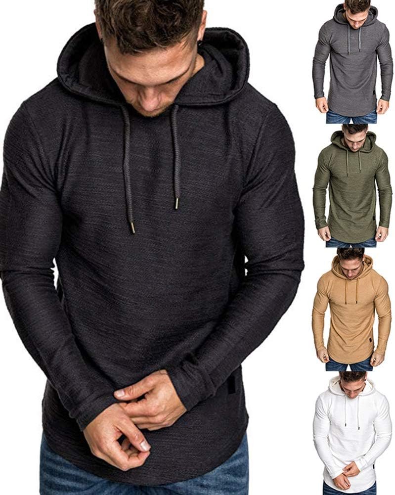 Lexiart Mens Fashion Athletic Hoodies Sport Sweatshirt Solid Color Fleece Pullover - Image 3
