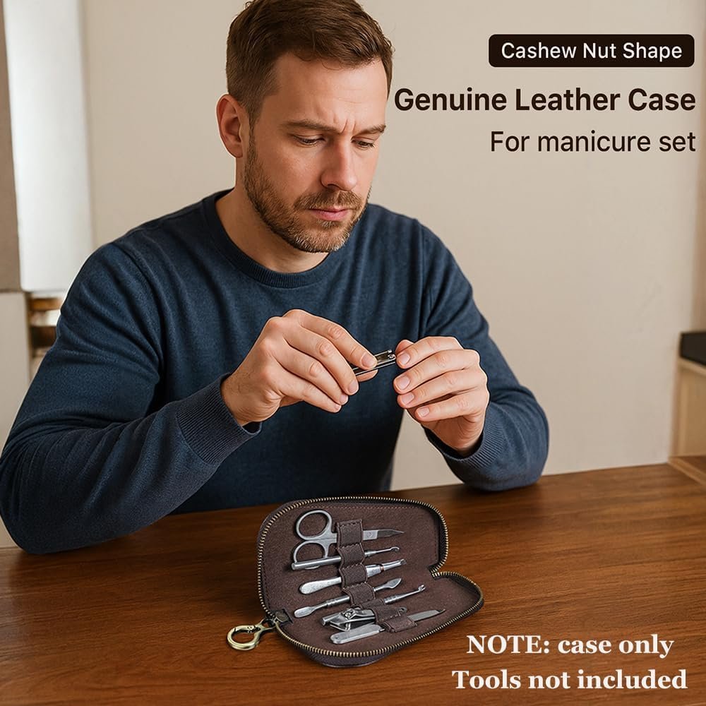 Full Grain Leather Manicre Set Case Travel Nail Clipper Pouch Empty for Men Personal Tools Pouch By Handmade (Case Only) - Image 3