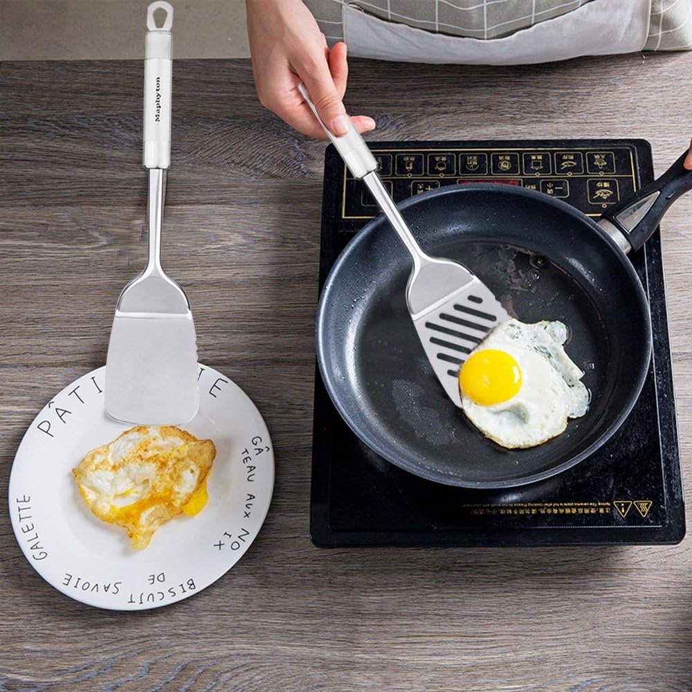 Cooking Utensil Set, 11 PCS Stainless Steel Kitchen Utensil Set, Nonstick Kitchen Gadgets Cookware Set with Spatula - Image 5