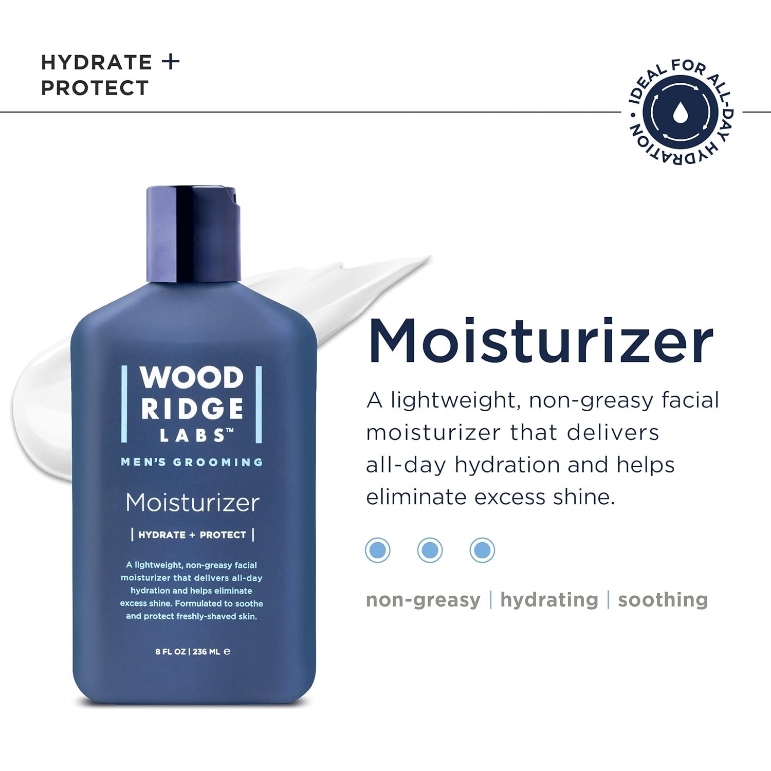 Wooridge Labs Men's Grooming Facial Moisturizer with Vitamin E & Niacinamide - Soothes Freshly Shaved Skin | Lightweight, All-Day Hydration | Non-Greasy | Paraben & Cruelty Free | Made in USA (8 oz) - Image 5