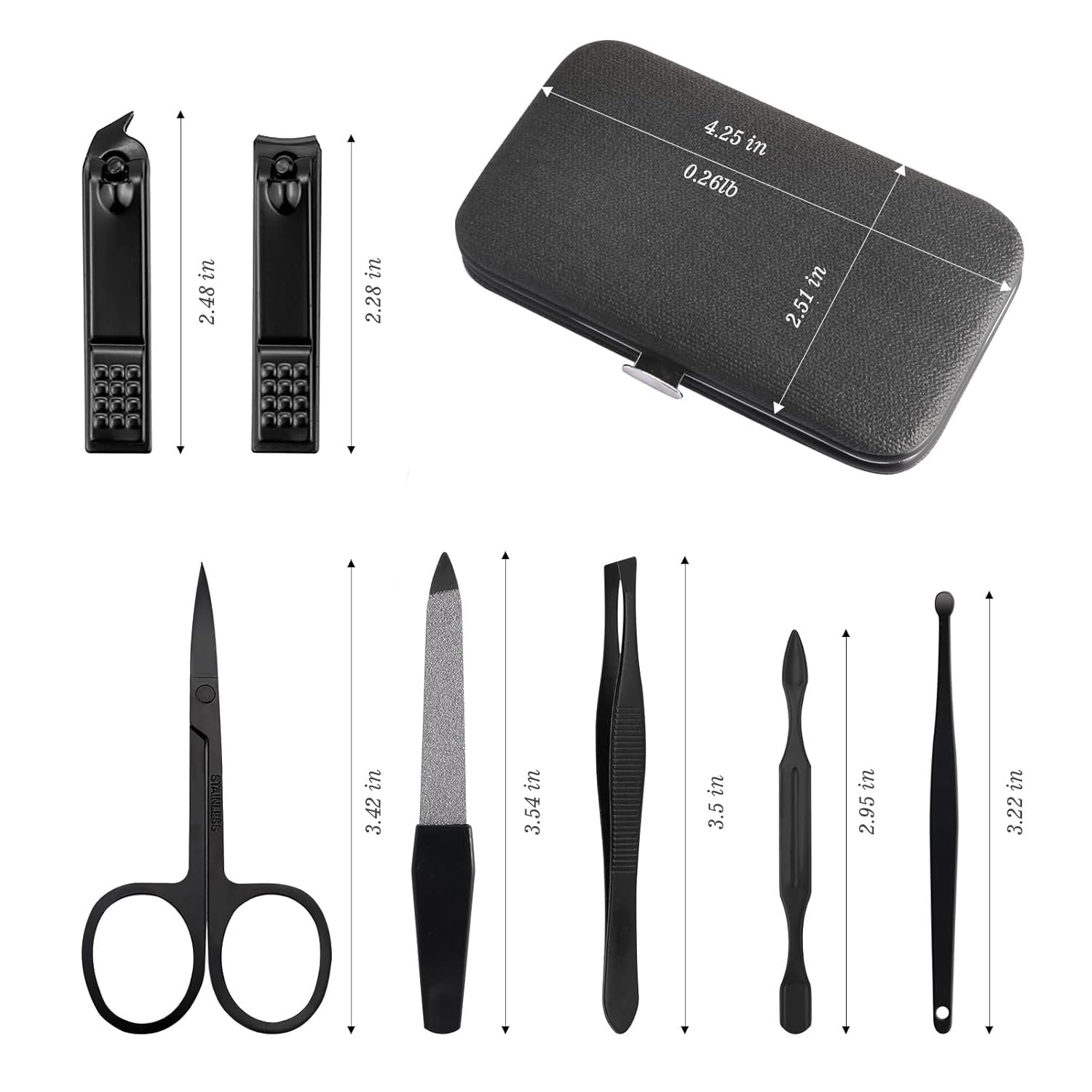 Manicure Pedicure Set Personal Care Nail Clipper Kit 7 PCS Manicure and Pedicure Kit Nail Care Kit for Men Suitable for Travel(Black) Present for Men Husband Boyfriend Parent - Image 4