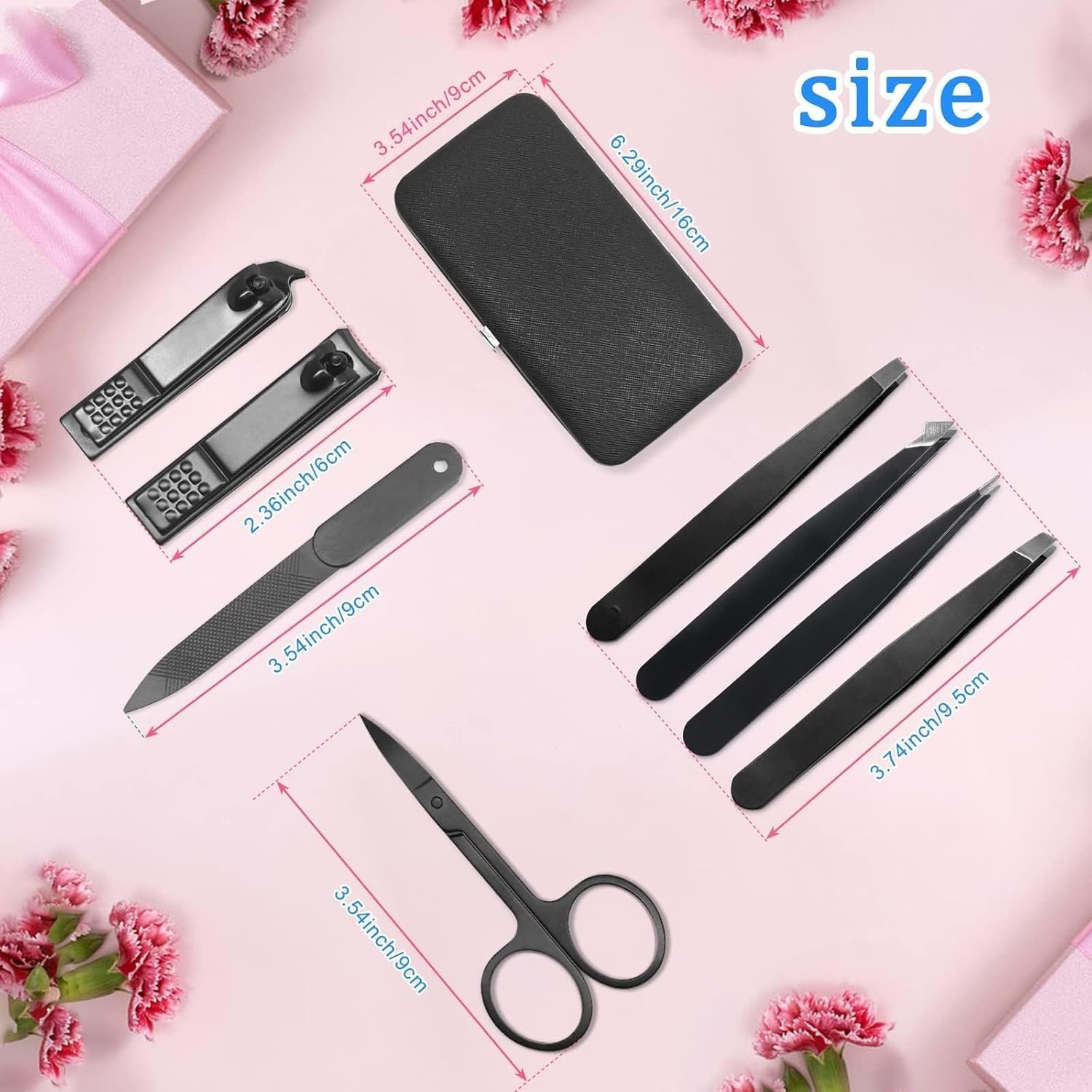 Tweezers and Fingernail Clippers Kit, 8 Pcs Professional Tweezer Nail Clipper Set Stainless Steel Manicure Tools with Case for Men Women - Image 3