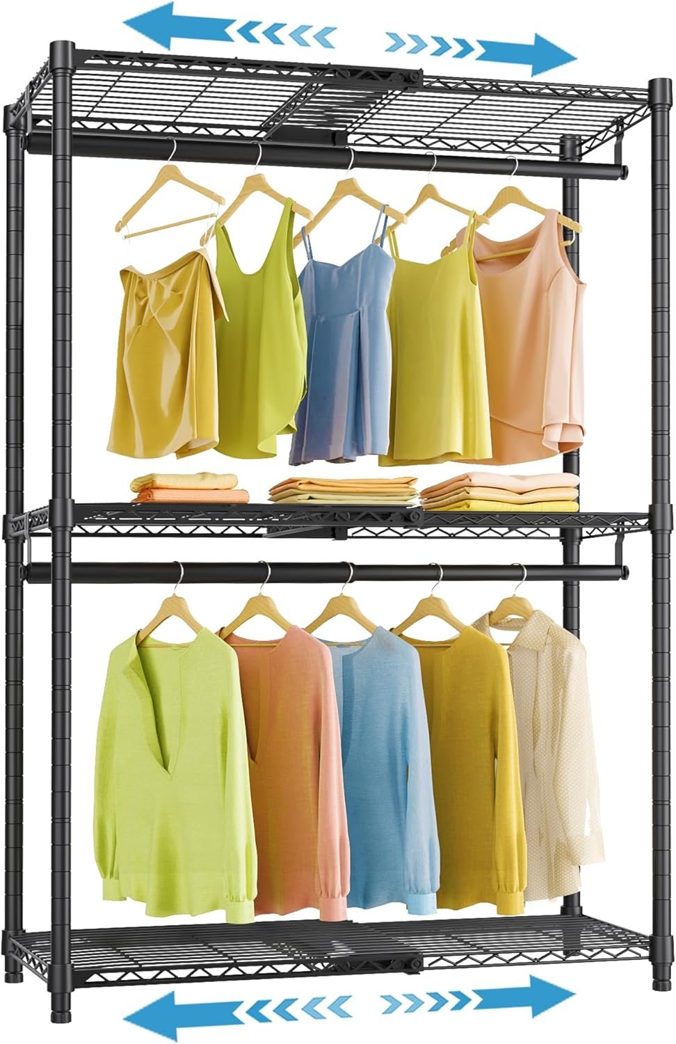 VIPEK X1 Expandable Clothes Rack Heavy Duty Adjustable from 2' to 3'5" with Adjustable Shelves and Hanger Rods, Reach-in & Walk-in Closets Metal Garment Racks Portable Closet, Black - Image 2