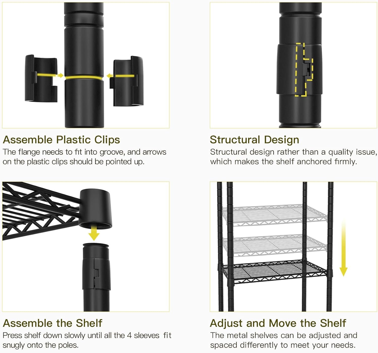 Ulif M2 Closet Organizer System, 5.9 Feet Height Mounted to the Wall Garment Rack with 4 Expandable Hanger Rods, 5 Shelves in 23.6" L x 14.5" W, Suit Total Space from 5.8-8.8 ft, Black - Image 7