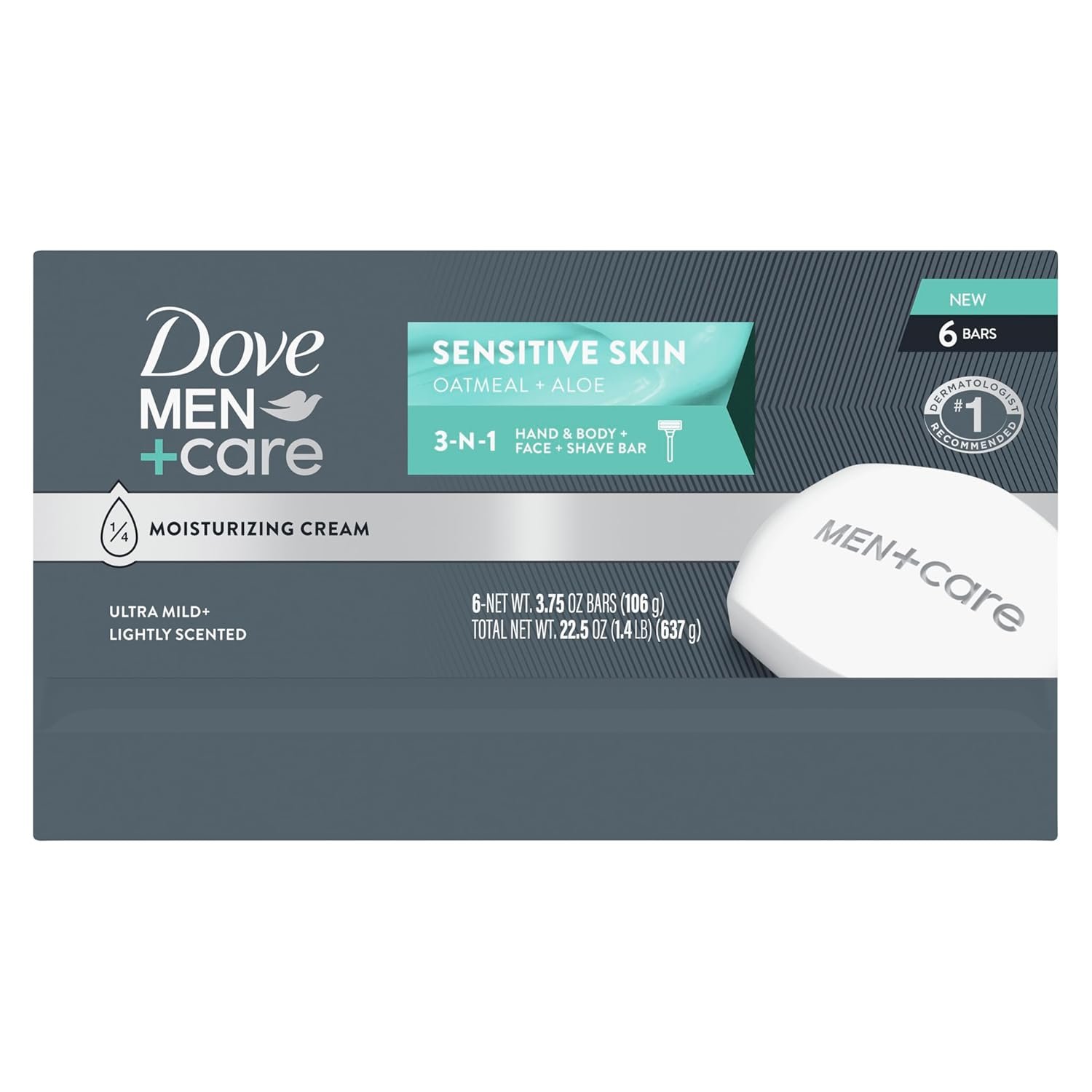 Dove Men+Care Hand & Body Face + Shave Bar Sensitive Skin 6 Count for sensitive skin 3.75 oz - Image 3