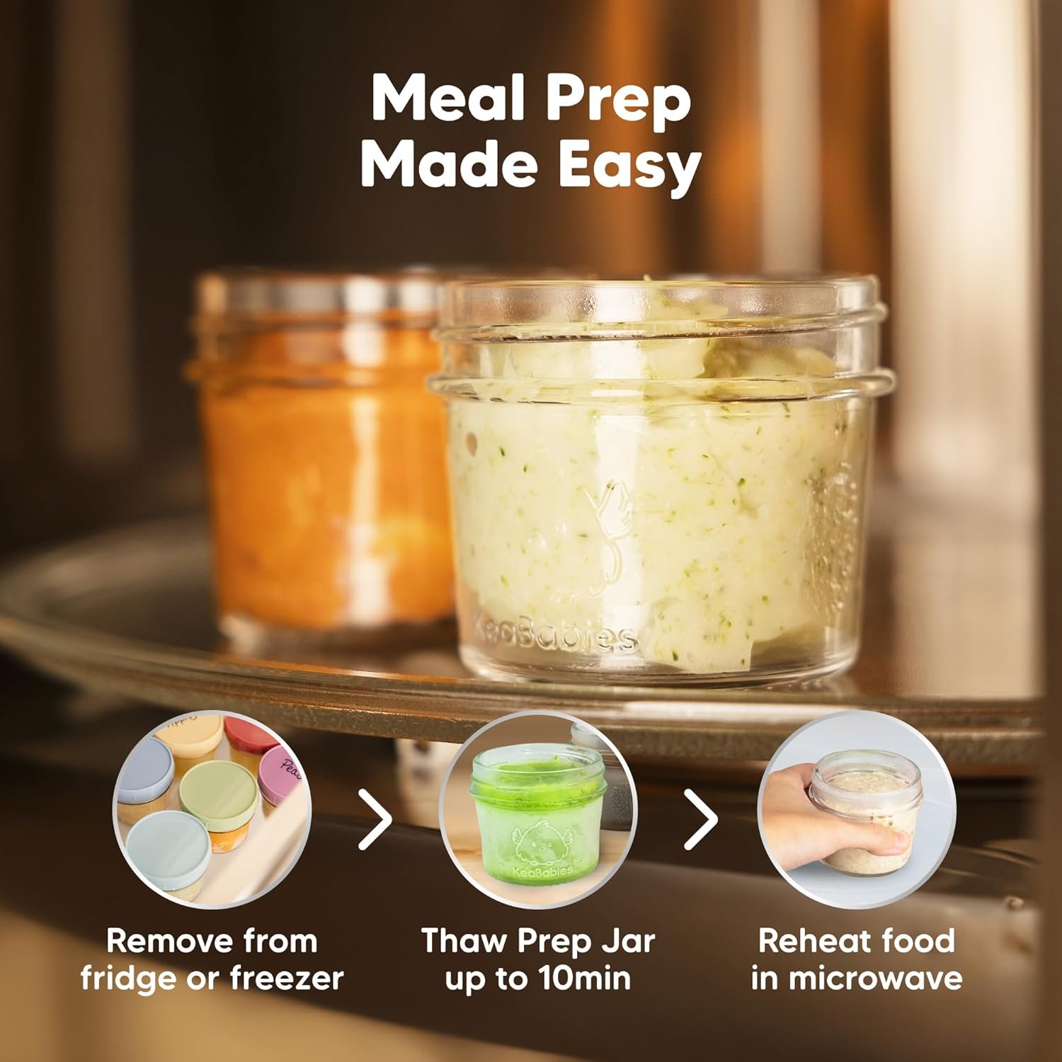 KeaBabies 6pk 4oz Glass Baby Food Containers with Lids - Leak-Proof, Microwavable Small Glass Jars, Baby Purees & Toddler Snack Storage Containers, BPA-Free, Dishwasher & Freezer Safe (Nord) - Image 10