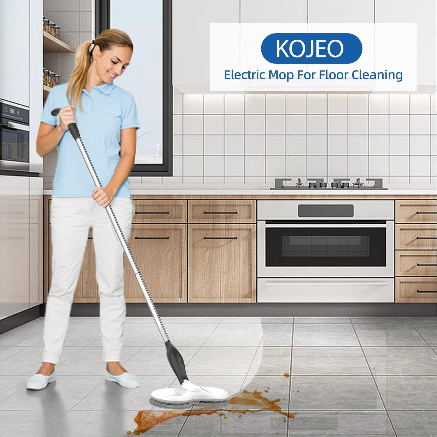 Electric Mop for Floor Cleaning, As Seen On TV, Cordless Spin Mopper Motorised Electric Mops for Hardwood Tile Laminate Floor Daily Light Cleaning (No Water Tank) - Image 3