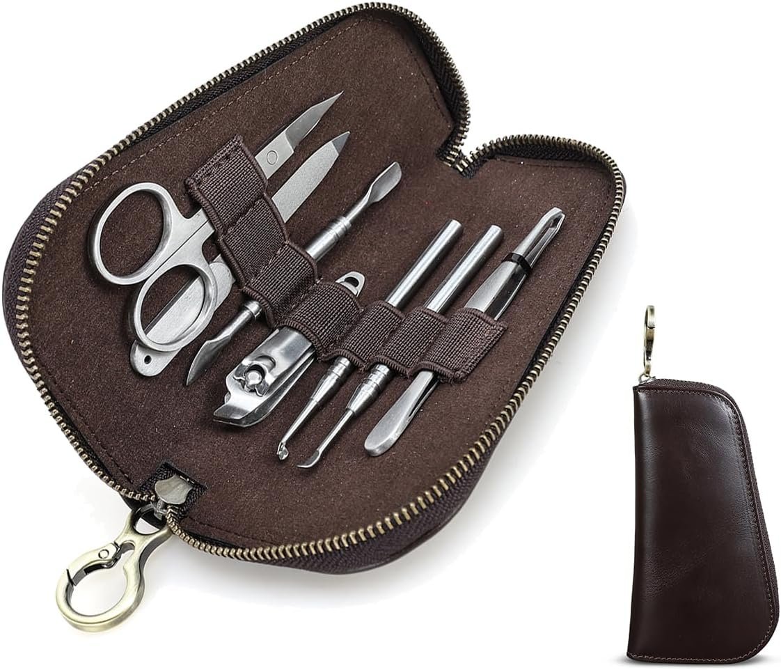 Full Grain Leather Manicre Set Case Travel Nail Clipper Pouch Empty for Men Personal Tools Pouch By Handmade (Case Only) - Image 2