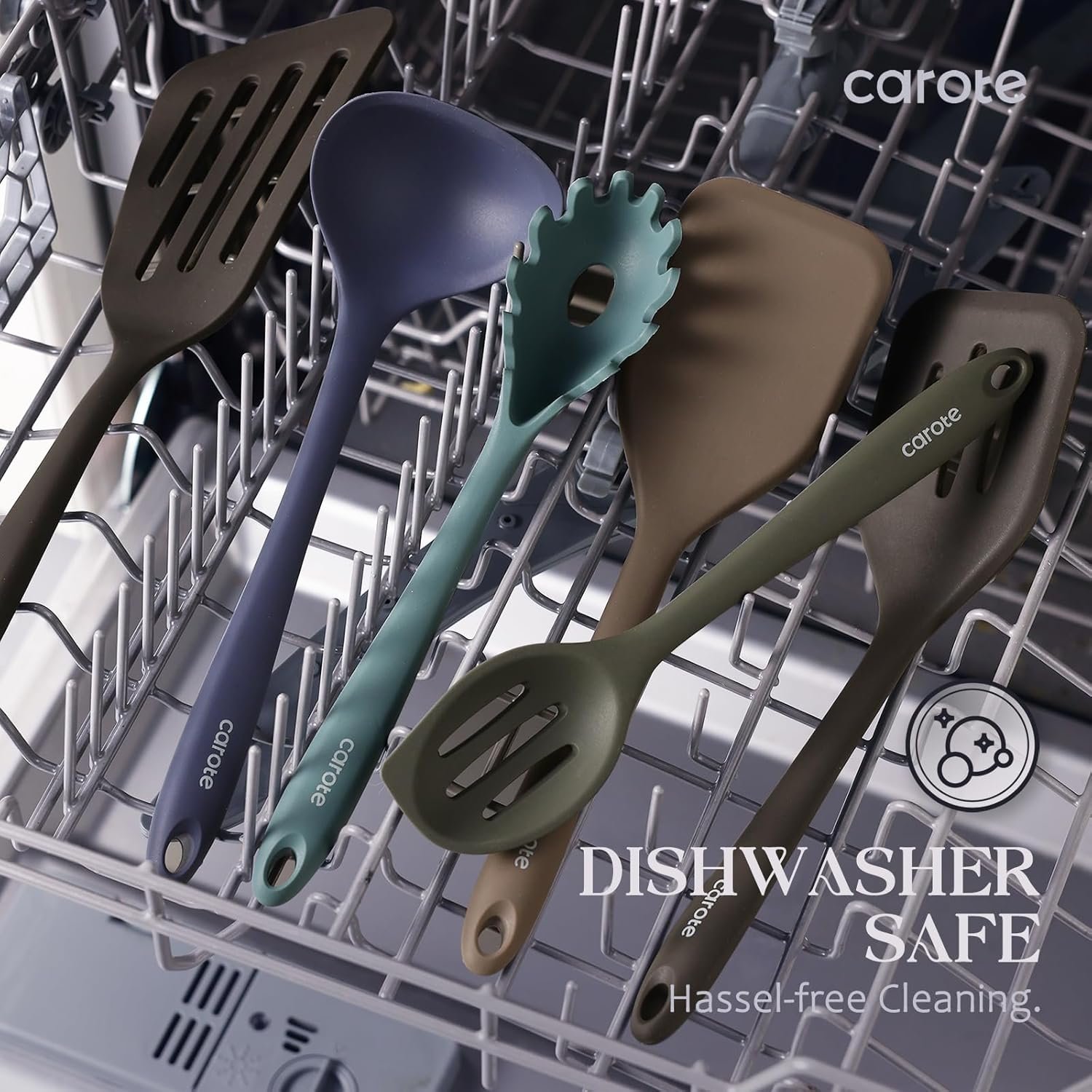 CAROTE Silicone Cooking Utensils Set, 26Pcs Kitchen Utensils Set for Non-Stick Cookware, Dishwasher Safe Kitchen Gadgets Tools, Heat Resistant Spatula Set - Image 8