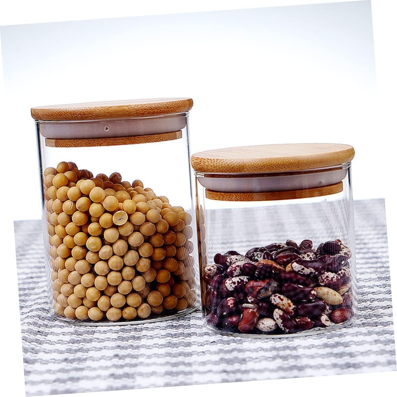 Unomor Clear Glass Storage Jar with Wooden Lid Airtight Canister for Loose Leaf Tea Coffee Beans Sugar and Salt Food Storage Container - Image 7