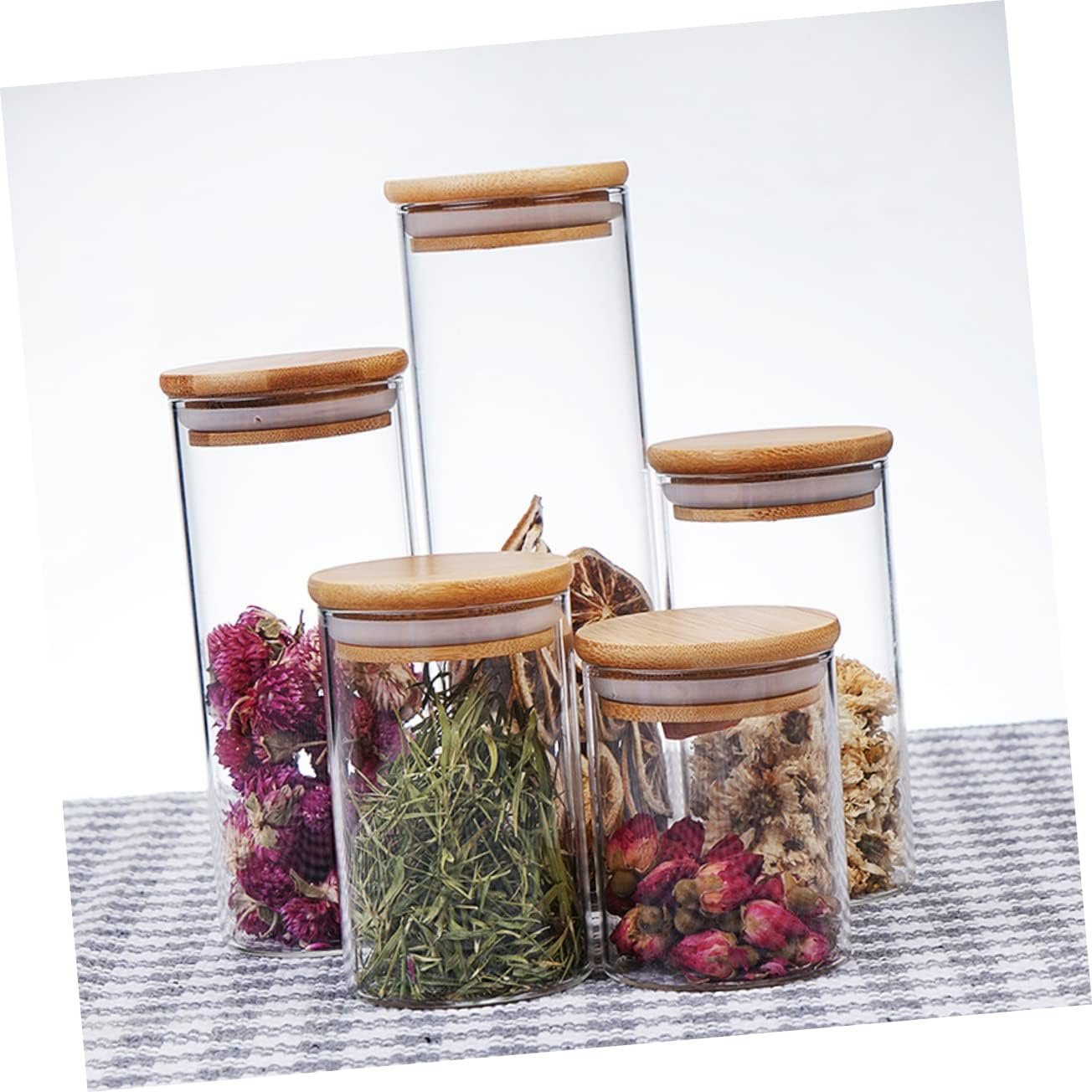 Unomor Clear Glass Storage Jar with Wooden Lid Airtight Canister for Loose Leaf Tea Coffee Beans Sugar and Salt Food Storage Container - Image 8