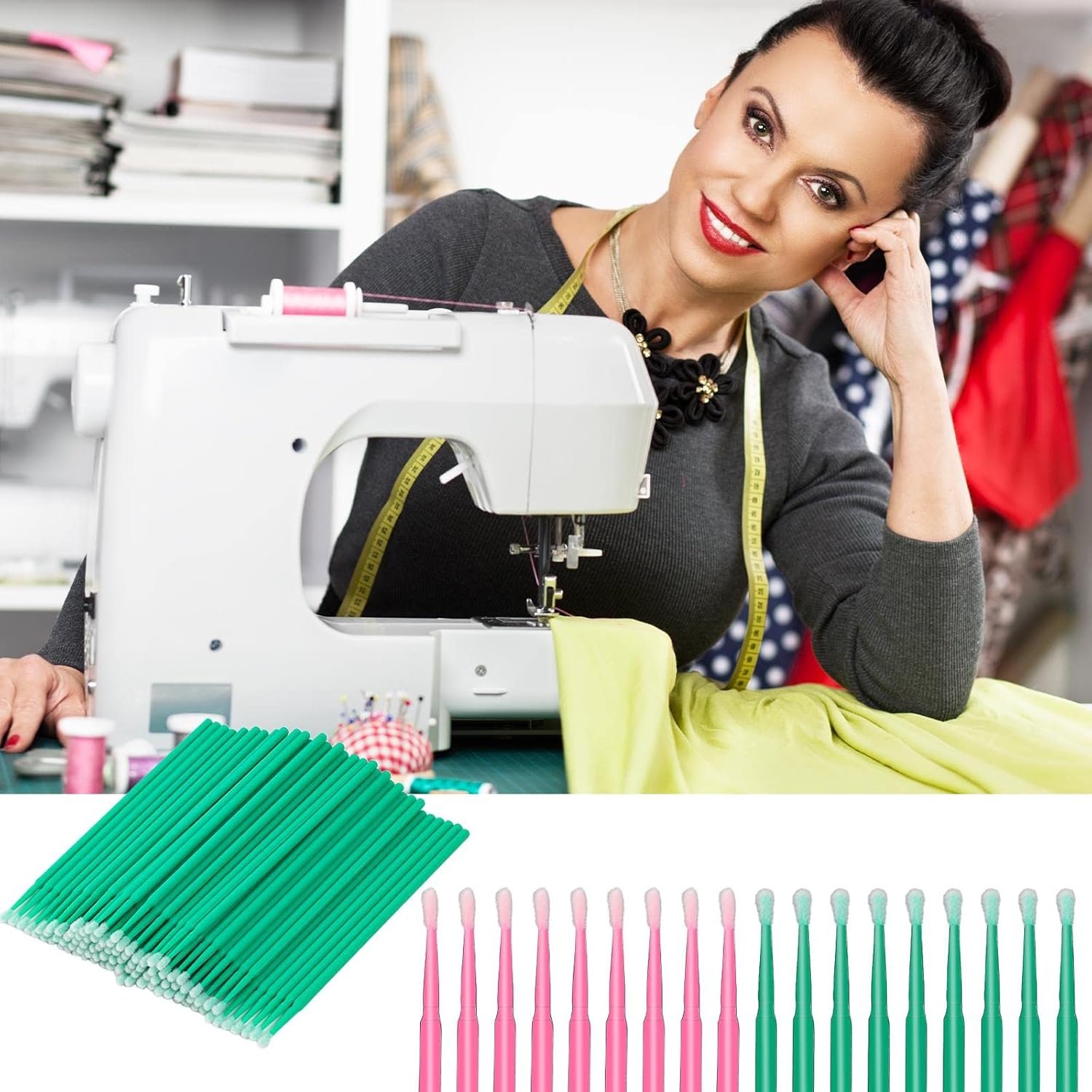 200 Pcs Sewing Machine Cleaning Brushes Tool Kit, Disposable Bendable Pointed Tips Clean Sticks Multi-Purpose Long-Handled Cleaning Swabs for Makeup Cleaning Charging Port Sewing Machine Paint - Image 6