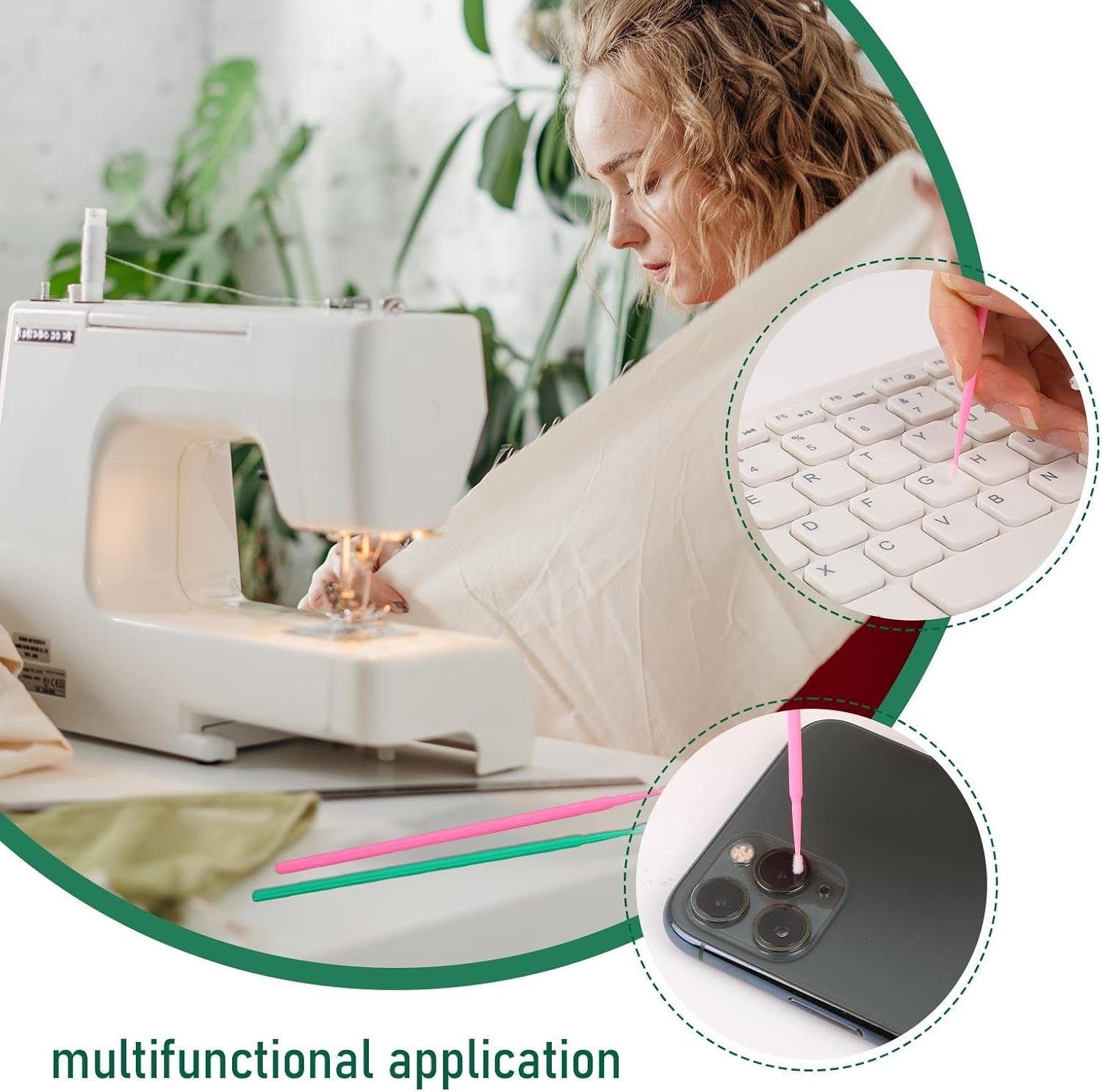 200 Pcs Sewing Machine Cleaning Brushes Tool Kit, Disposable Bendable Pointed Tips Clean Sticks Multi-Purpose Long-Handled Cleaning Swabs for Makeup Cleaning Charging Port Sewing Machine Paint - Image 8