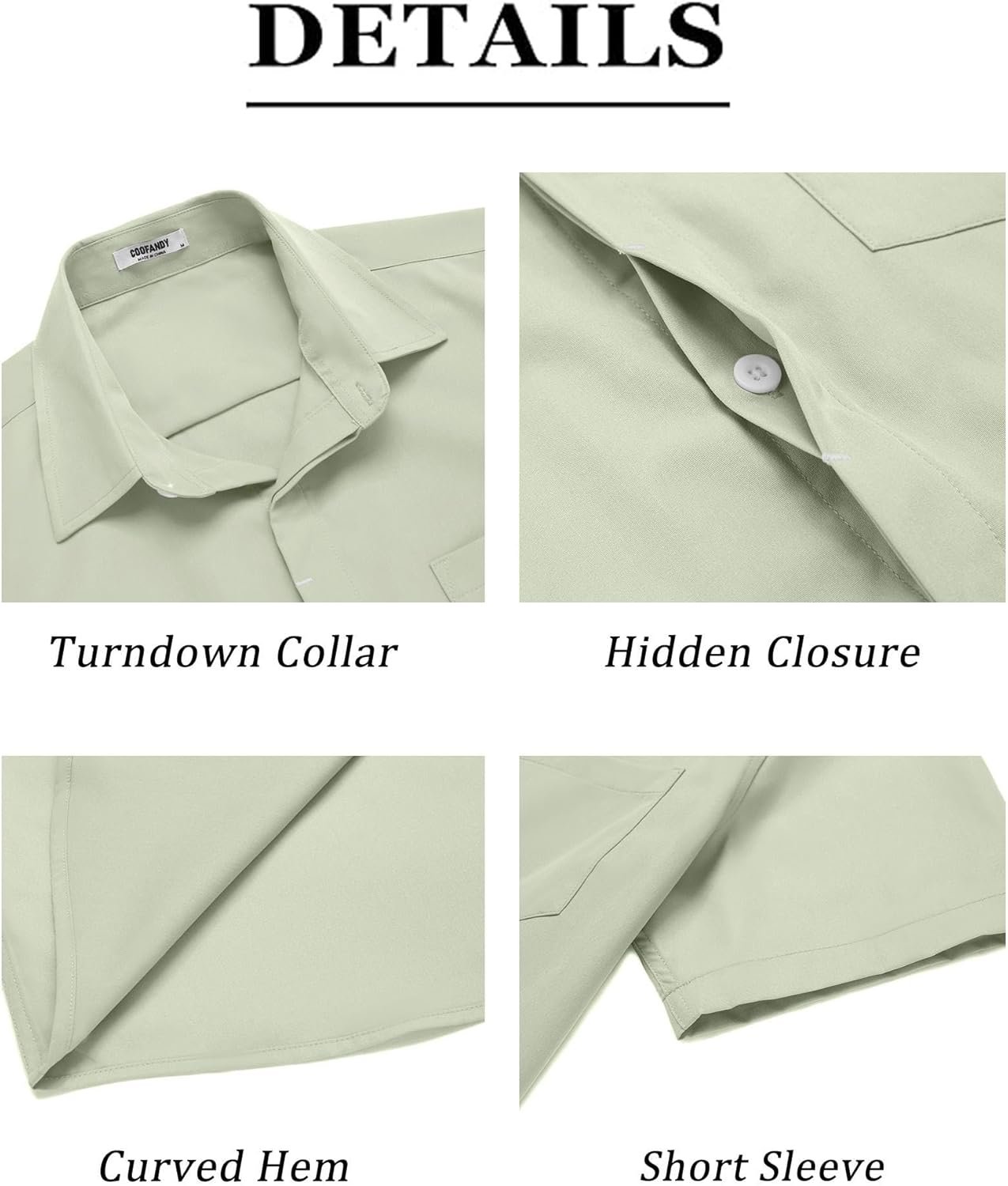 COOFANDY Mens Short Sleeve Button Down Shirt Casual Untucked Summer Shirt with Pocket - Image 6