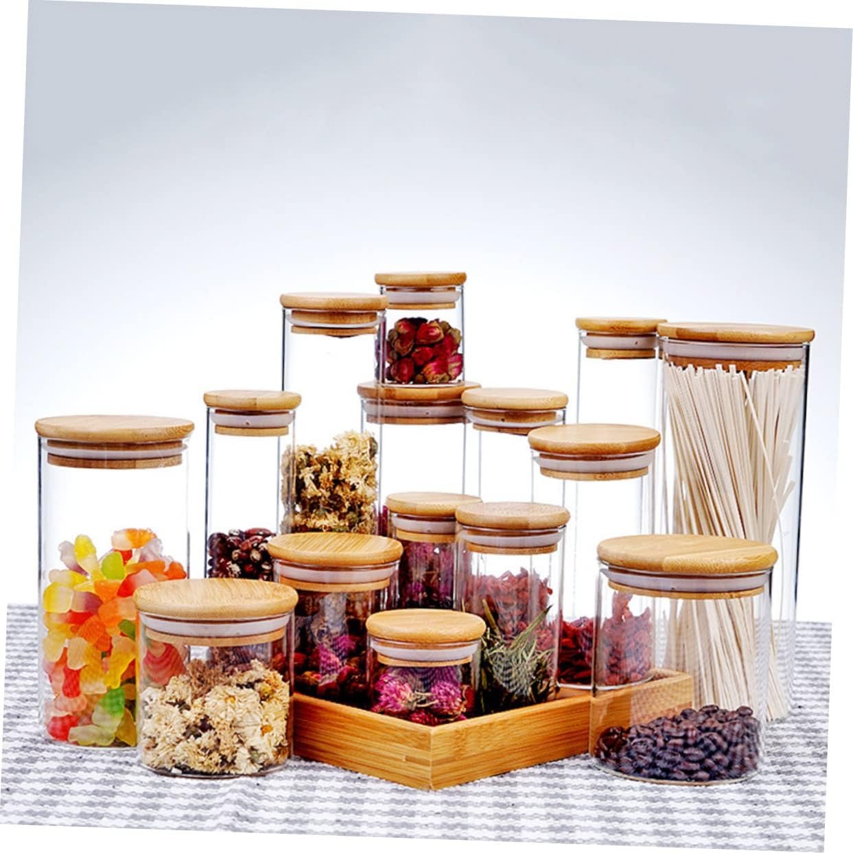 Unomor Clear Glass Storage Jar with Wooden Lid Airtight Canister for Loose Leaf Tea Coffee Beans Sugar and Salt Food Storage Container - Image 9