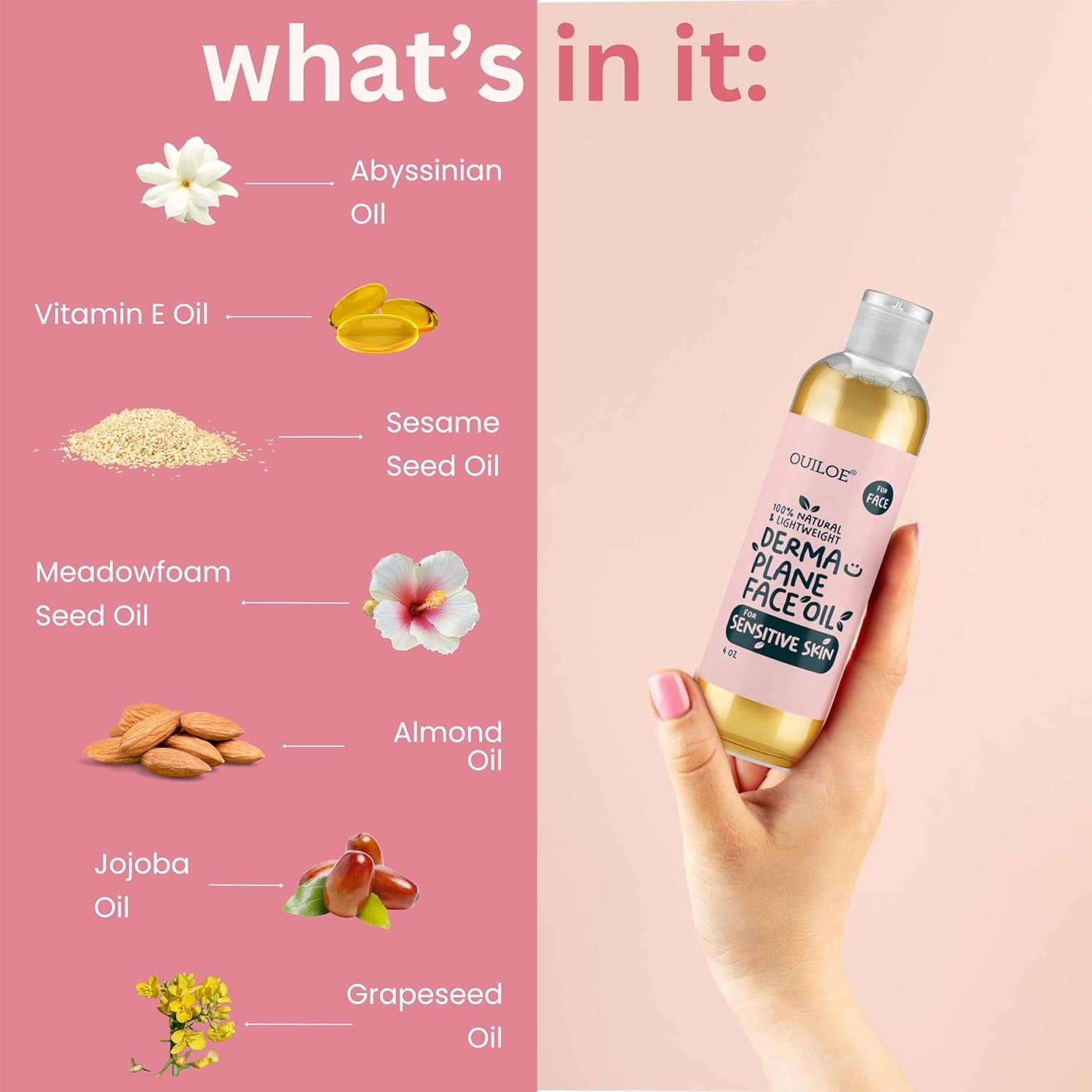 Dermaplane Oil for Women with Sensitive Skin - Face Shaving Oil - Non Comedogenic, Fragrance Free, Natural & Lightweight - Use with Dermaplane Razor for Women Face, 2oz by Ouiloe - Image 8