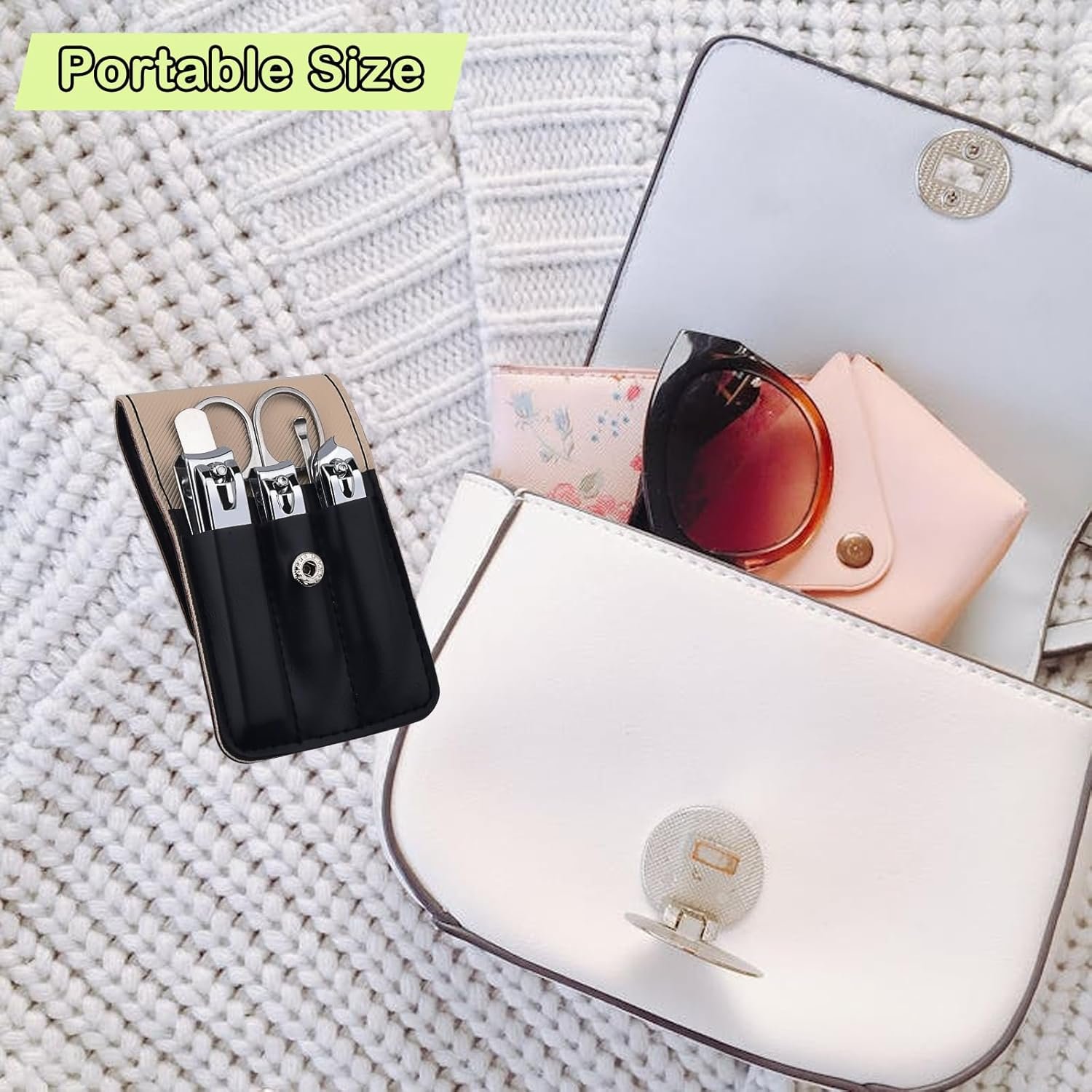 Nail Clipper Set with Leather Case, 6 in 1 Manicure Set Kit Personal Stainless Steel Fingernail Toenail Cutters, Suitable for Home, Workplace, Outdoor Travel, Gift for Men Women, Dark Black - Image 9