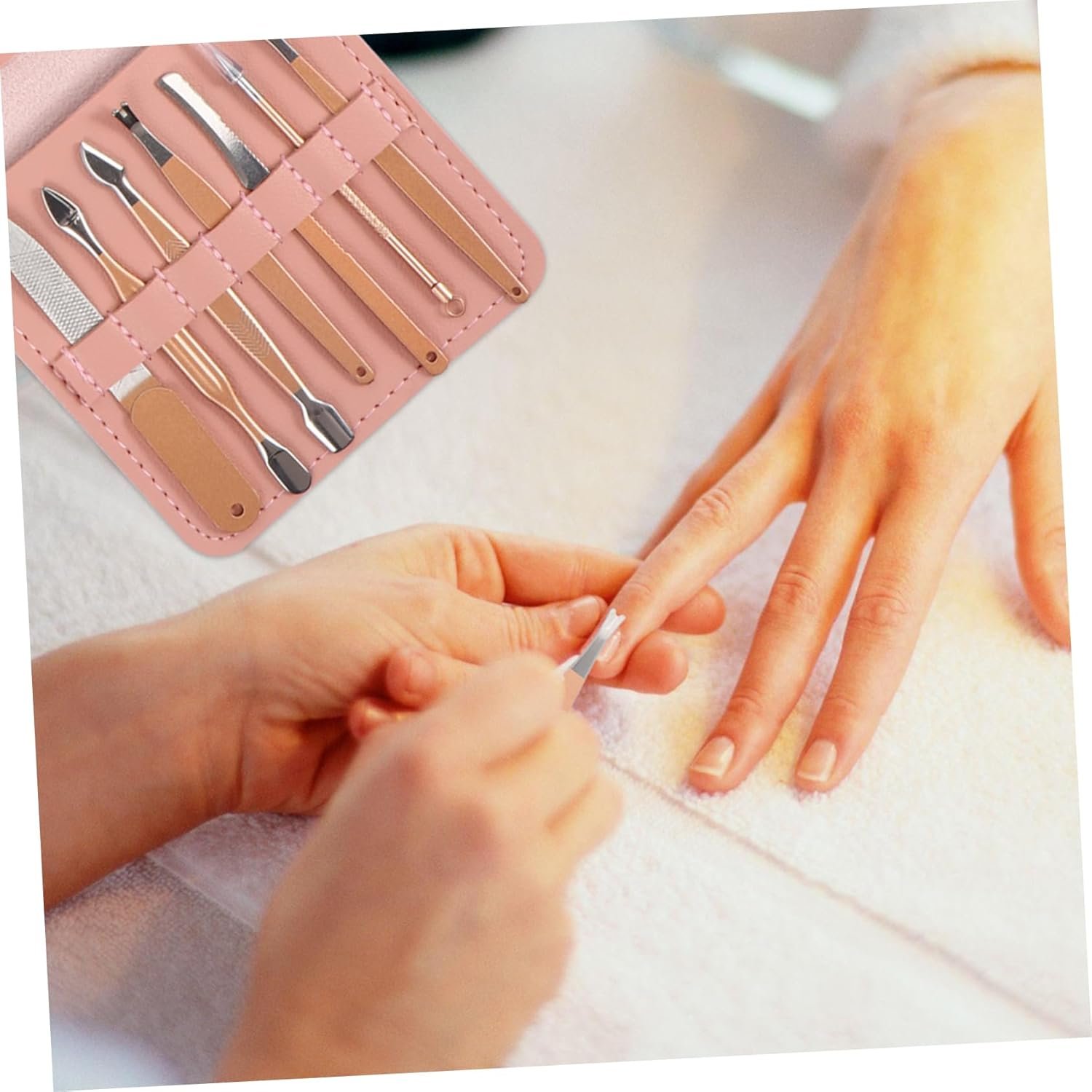 1Set Rose Gold Manicure Kit Nail Care Tools for Home Travel Professional Nail Clippers Scissors for Men Women and Families - Image 3