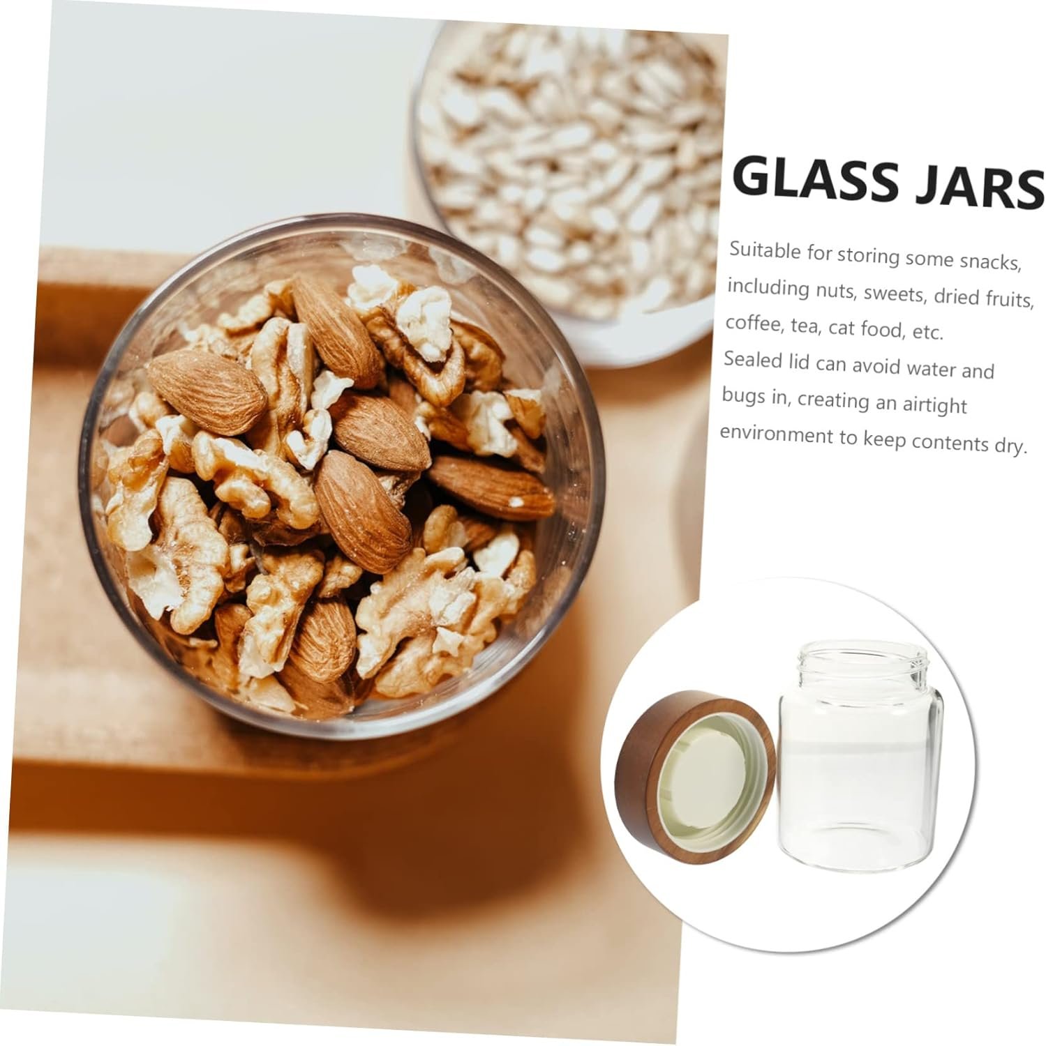 PRETYZOOM Sturdy Glass Coffee Bean Storage Jar 350ml Airtight Canister Snack Storage Bottle Food Holder for Kitchen - Image 7