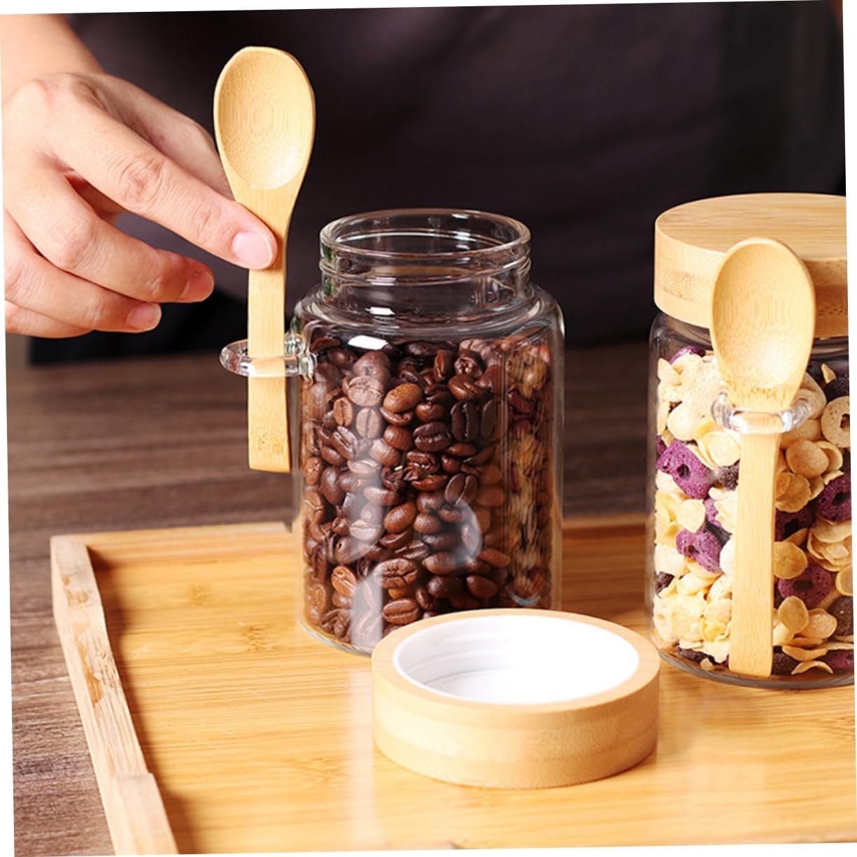 Glass Food Storage Jar with Lid Airtight Container for Beans Oats and Snacks Easy Access Wide Mouth Design for Kitchen and Home Use - Image 4