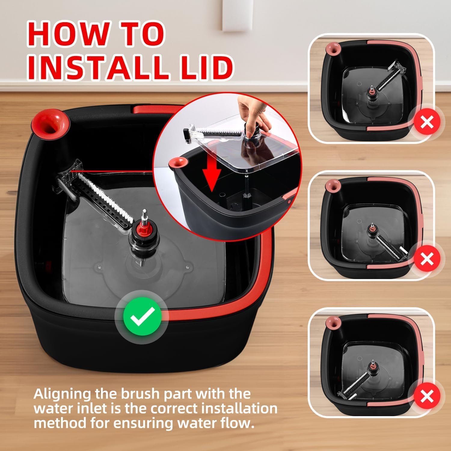 KZKR Spin Square Mop and Bucket Set with 2 Replaceable Microfiber Pads and Self Separation Dirty and Clean Water System, Self Wringing 360° Rotating Mops Head for Home Floors Cleaning - Image 10