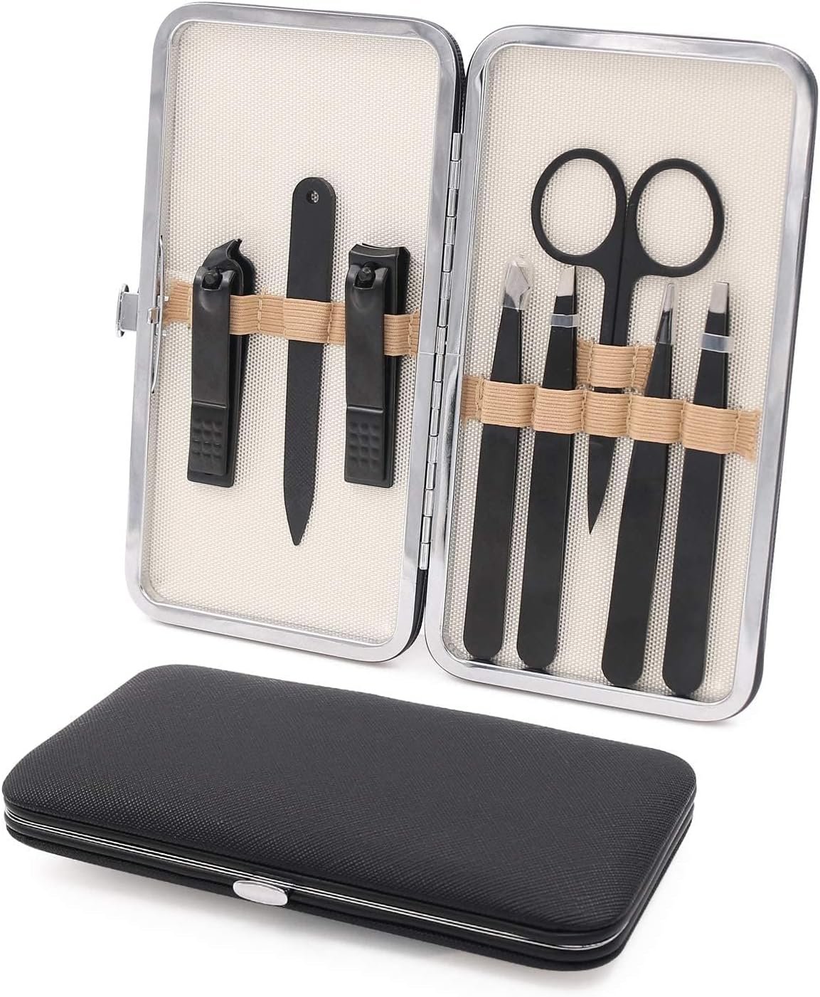 Tweezers and Fingernail Clippers Kit, 8 Pcs Professional Tweezer Nail Clipper Set Stainless Steel Manicure Tools with Case for Men Women - Image 2