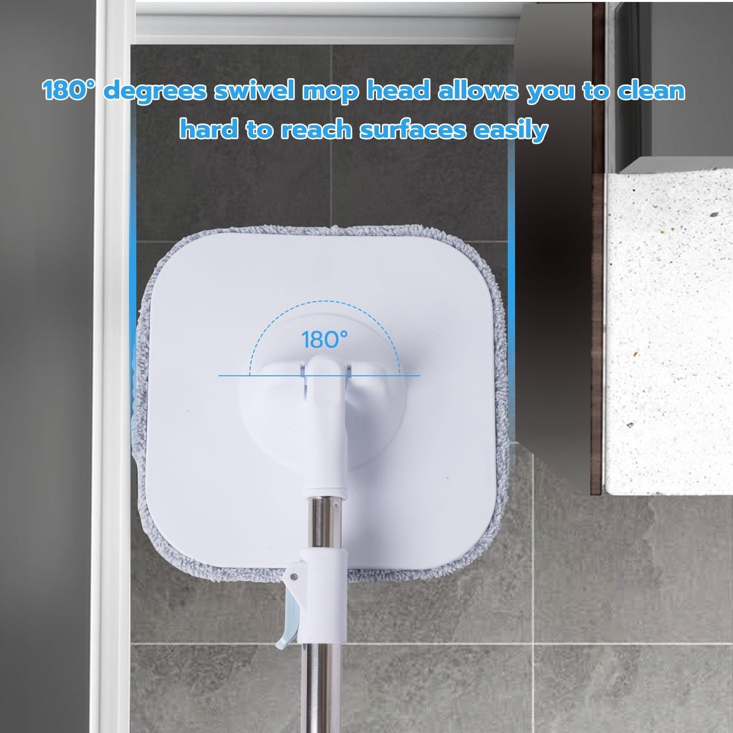 Spin Mop and Bucket System, with Dirty/Clean Water Separation System, Self-Wringing 360° Rotating Mop Head for Hardwood, Tile, Marble,Floor - Image 6