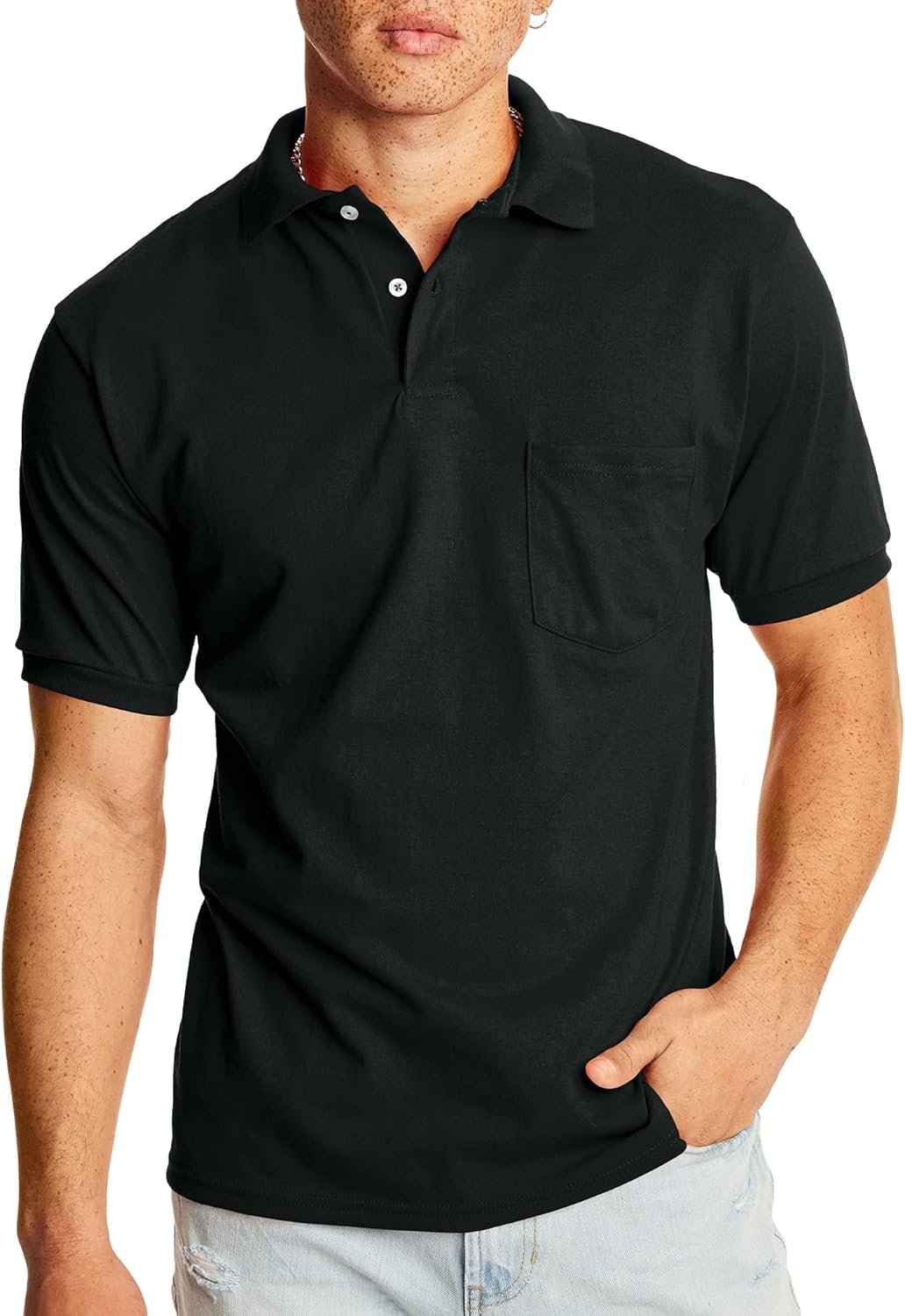 Hanes Men's Short-Sleeve Jersey Pocket Polo (Pack of 2) - Image 3