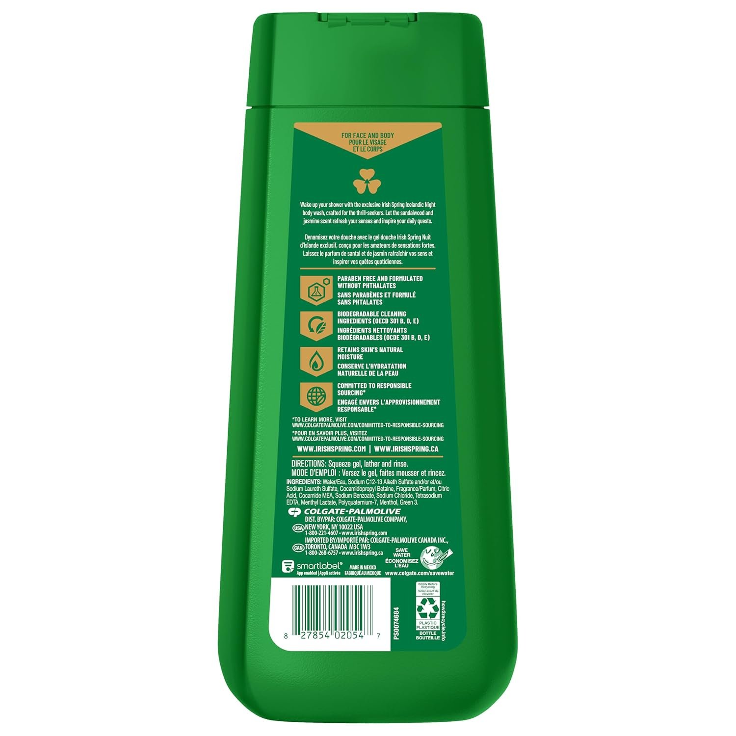 Irish Spring Icelandic Night Moisturizing Body Wash for Men, 24 Hour Fresh, Face and Body Wash, Men’s Body Wash, Paraben Free, Aromatic and Herbal Scent, 20 fl oz Bottle (Pack of 4) - Image 9