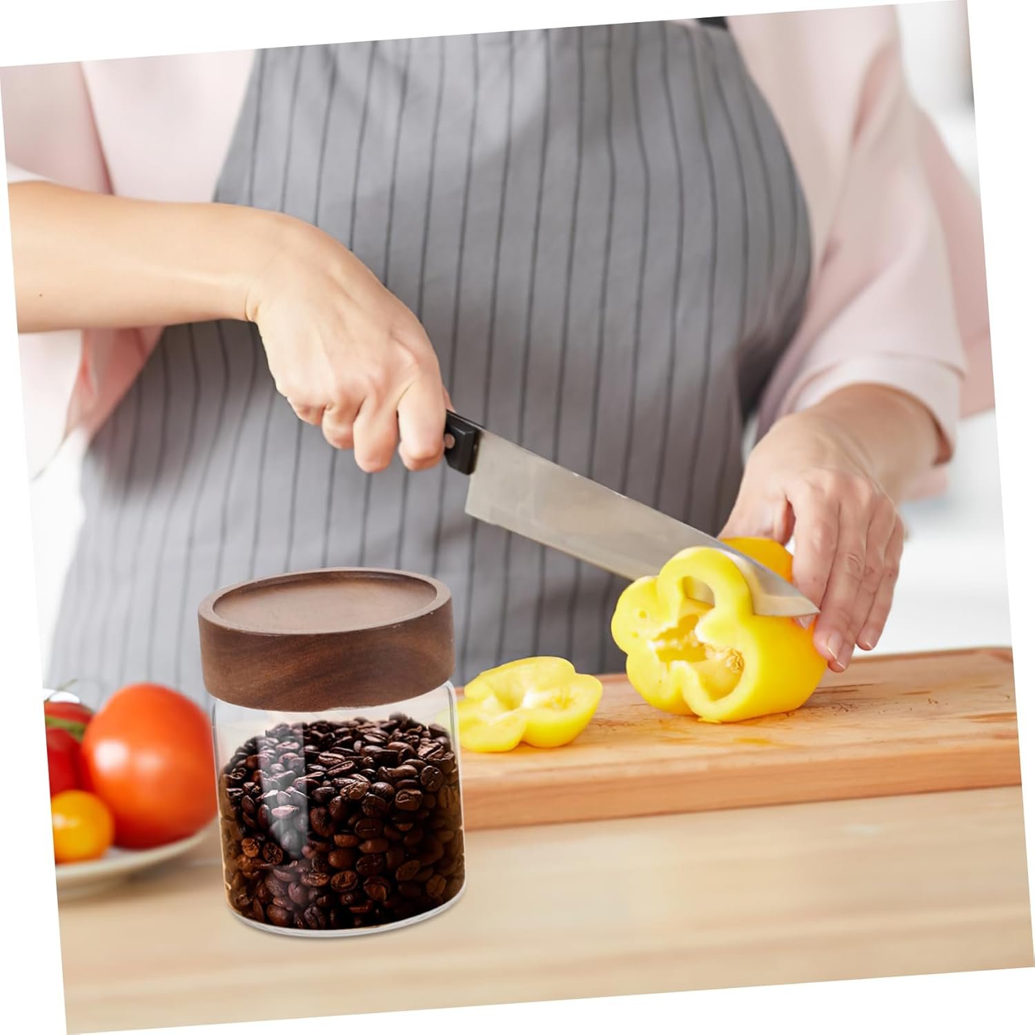 Airtight Glass Storage Jar with Lid Transparent Canister for Coffee Beans Dry Foods and Pantry Organization High Borosilicate Glass Design - Image 3