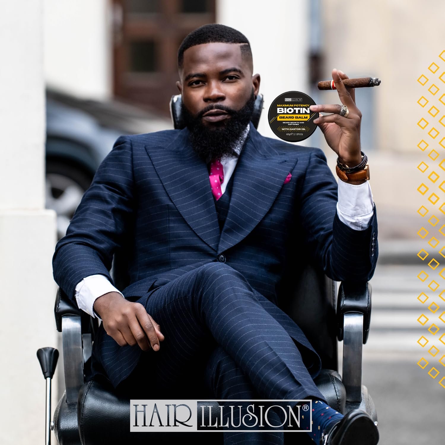 Hair Illusion MAXIMUM POTENCY BIOTIN Beard Balm For Beard Growth And Softening, Black - Image 5