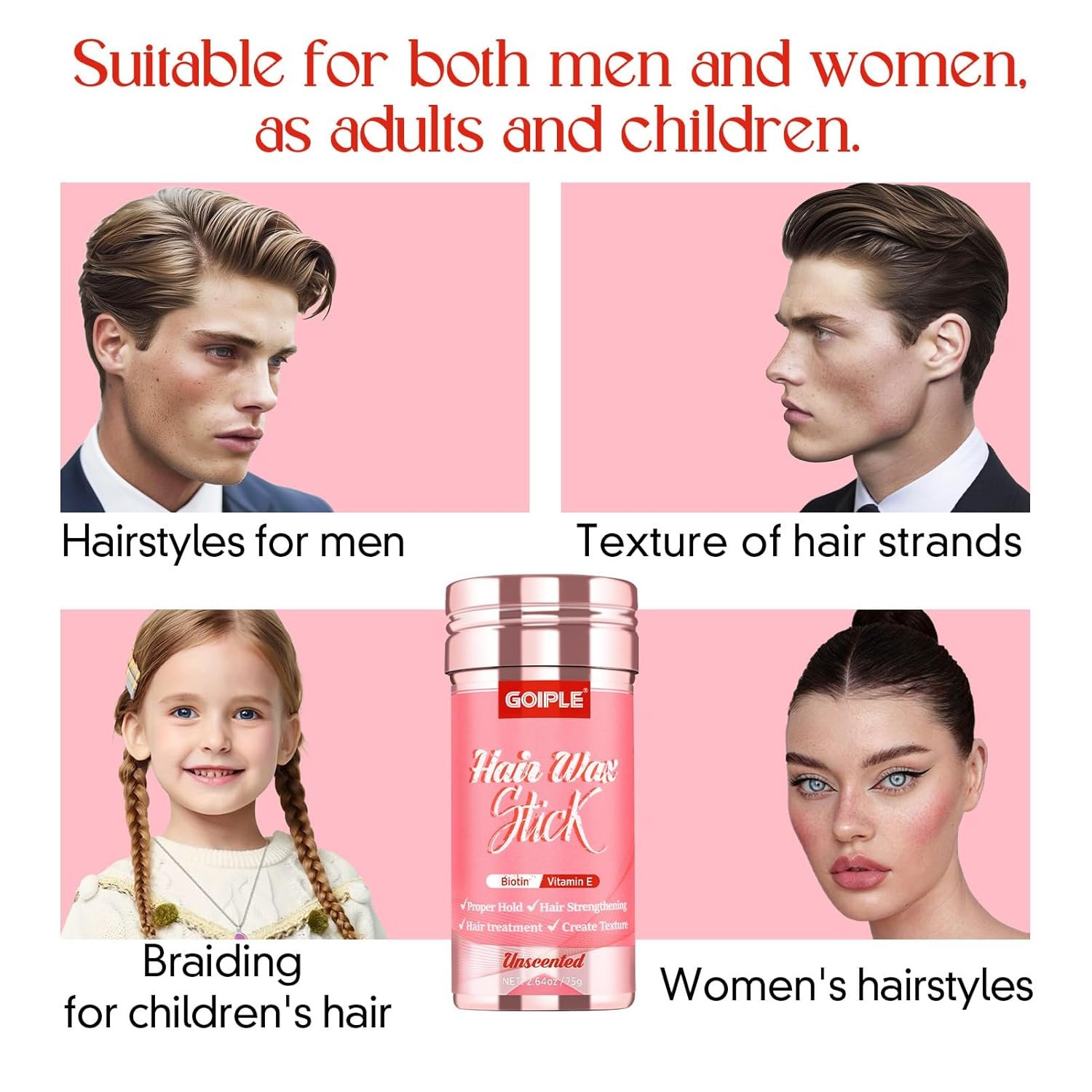 Hair Wax Stick Silk Stick Wax for Adult & Kids, Long-Lasting Styling Stick, Hair Pomade Wax Smoothing for Natural Hair or Wigs, Styling Wax for Fly Away & Edge Frizz Hair No Residue No Greasy - Image 8