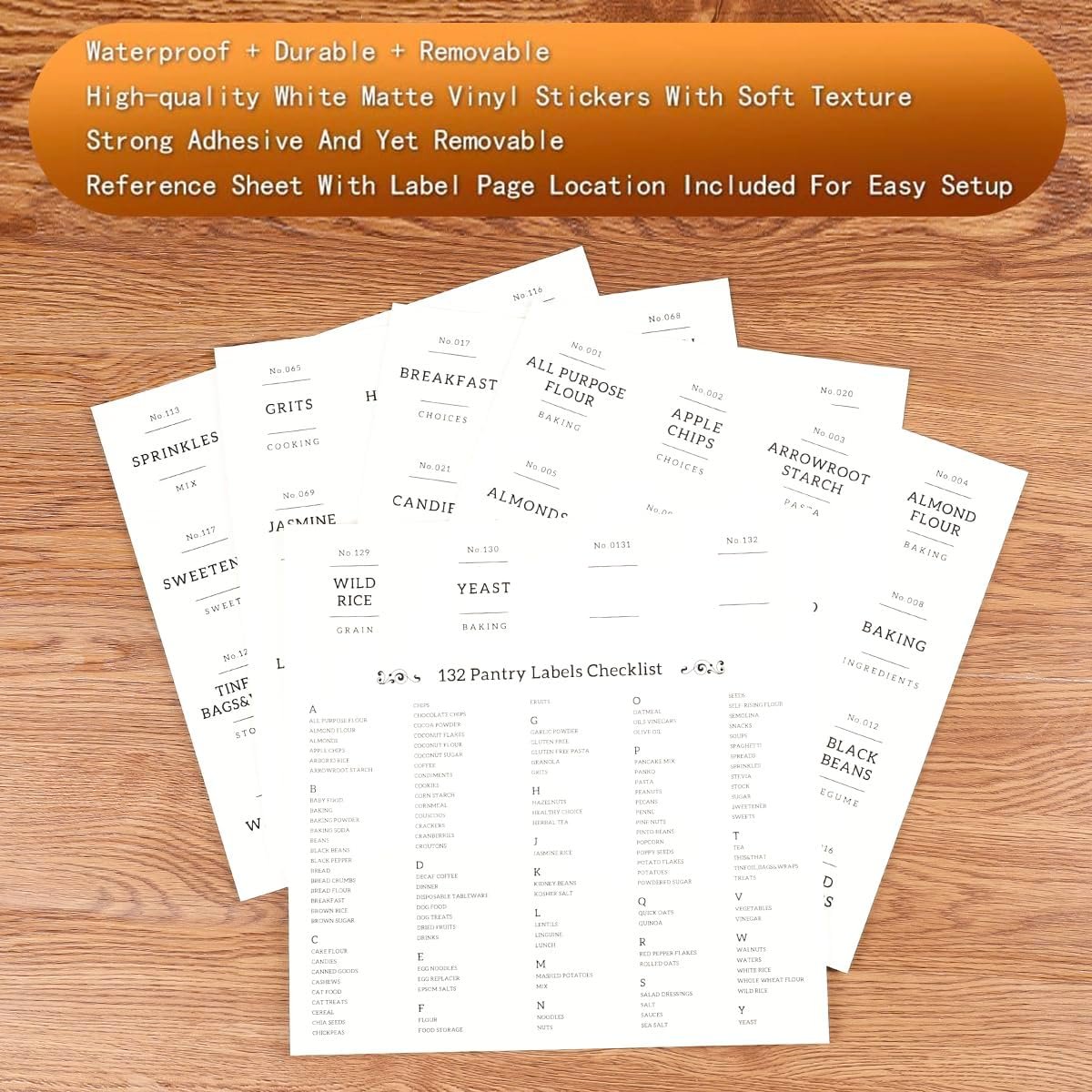 6-Pack Borosilicate Glass Storage Jars with Bamboo Lids + 132 Pre-Printed Pantry Labels Included, BPA-Free Thicken Airtight Containers for Flour, Sugar, Rice, Microwave & Freezer Safe(100OZ/54OZ/27OZ) - Image 8