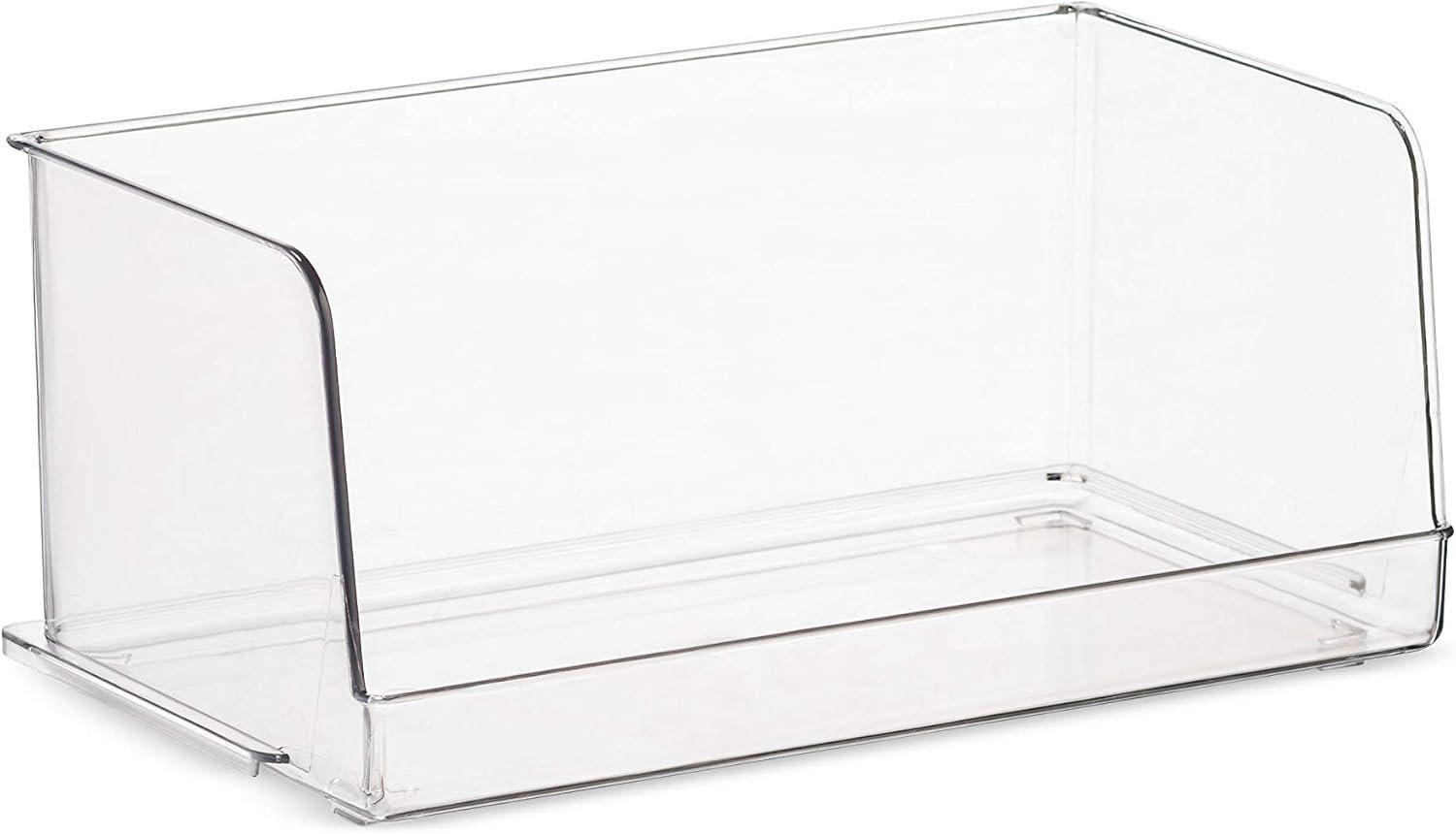 Set Of 4 Clear Pantry Organizer Bins Stackable Household Plastic Food Storage Basket with Wide Open Front for Kitchen, Countertops, Cabinets, Refrigerator, Freezer, Bedrooms, Bathrooms - 12" Wide - Image 10