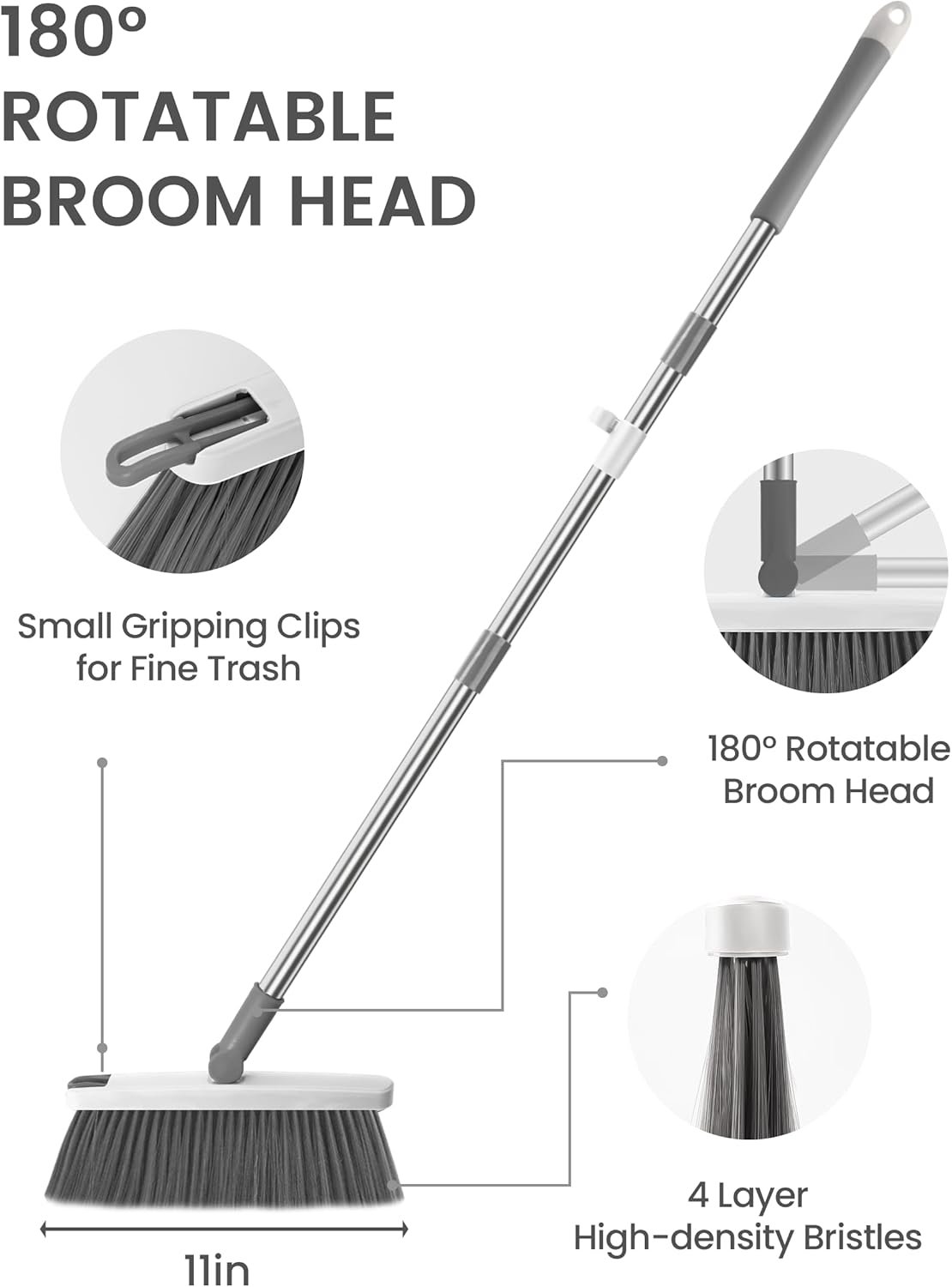 Broom with Dustpan Combo Set,51” Adjustable Long Handle,Broom and Dustpan,Durable & Versatile,All-in-One Effortless Cleaning for All Floors - Image 4