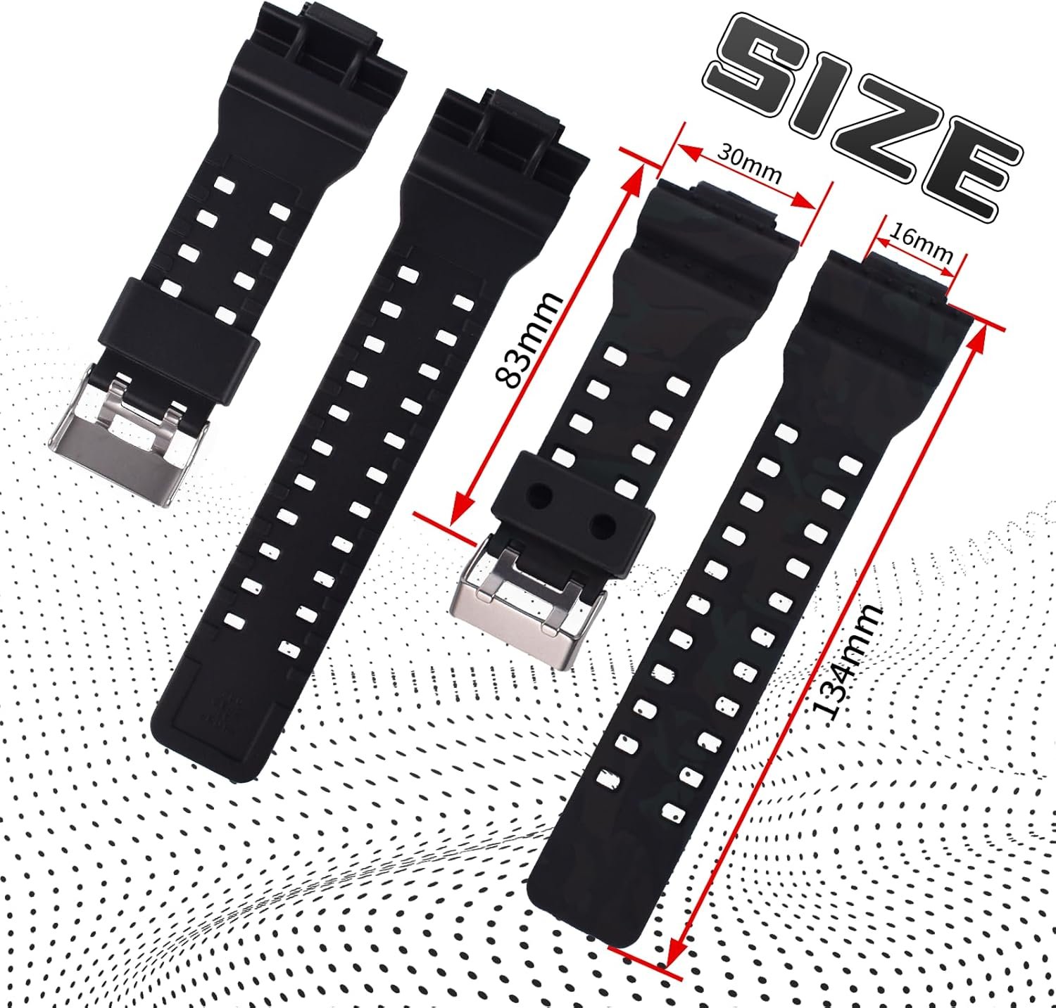 My Time OliBoPo Natural Resin Replacement Watch Band Strap for Casio Mens G-Shock GD120/GA-100/GA-110/GA-100C - Image 4