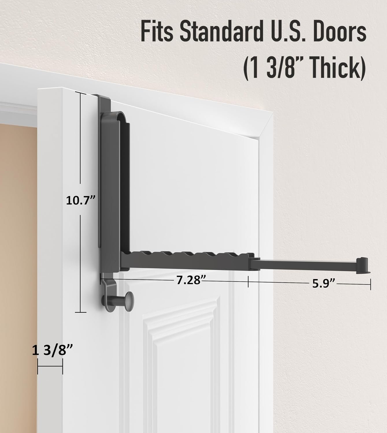 KitchLife Over Door Drying Rack, Foldable Hook Portable Space Saving Hanger for 1 3/8" Doors for Laundry Bathroom Bedroom Clothes Coat Towel Rack, Travel & Home Use, Space Grey - Image 7