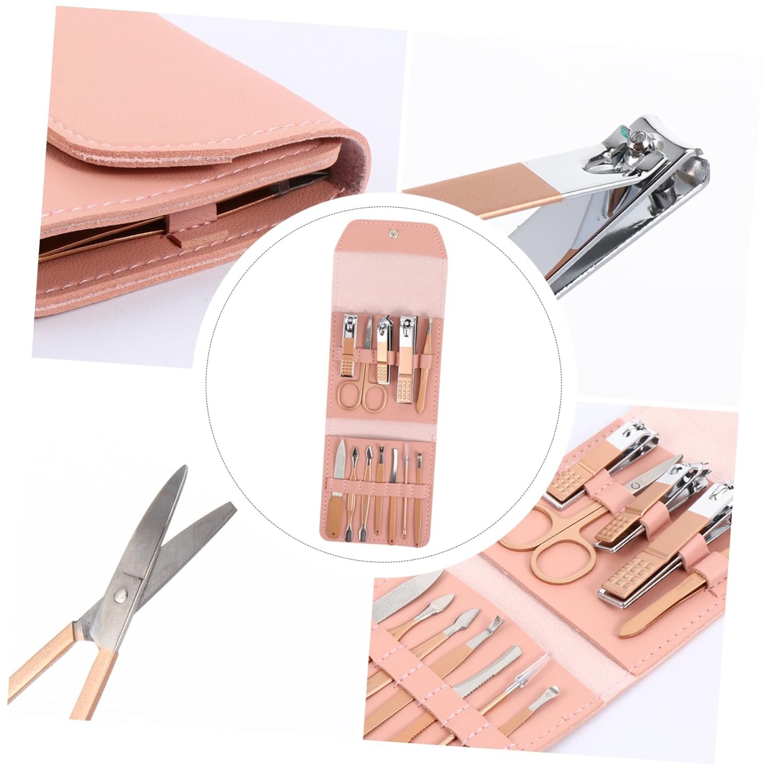 1Set Rose Gold Manicure Kit Nail Care Tools for Home Travel Professional Nail Clippers Scissors for Men Women and Families - Image 10